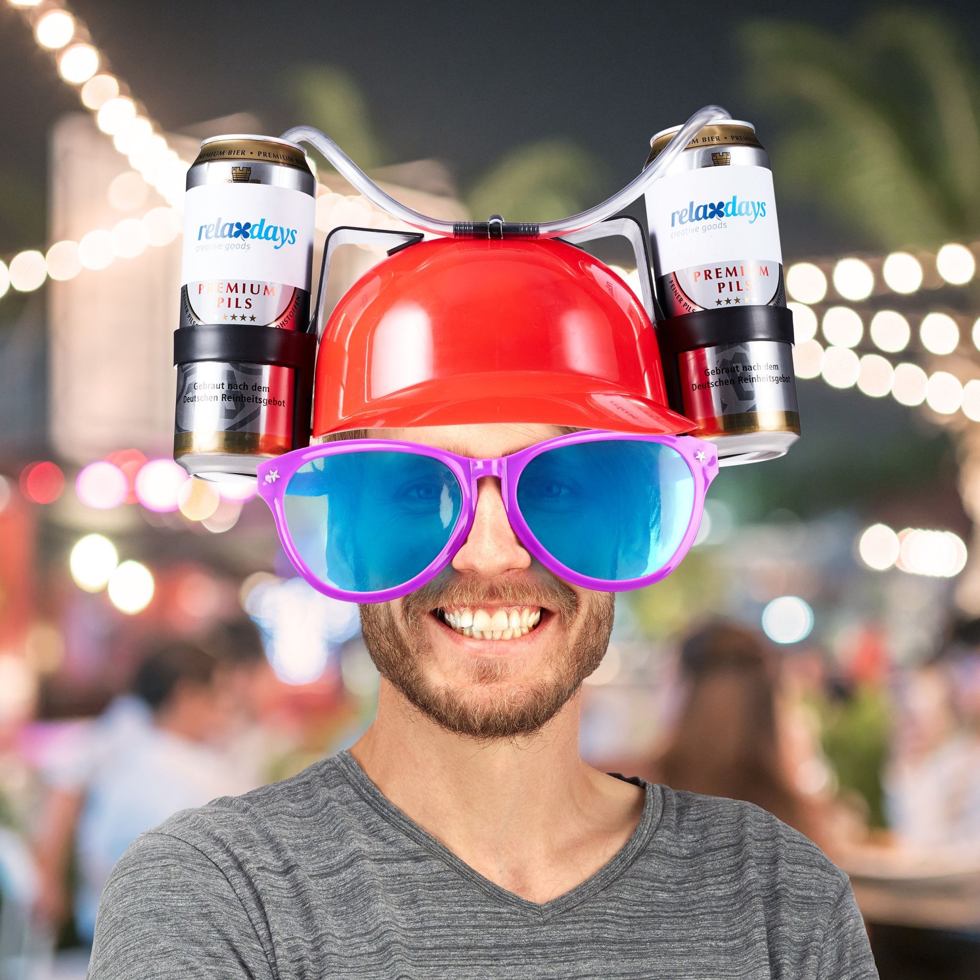 Party Trinkhelm Rot-Schwarz-Transparent von Relaxdays