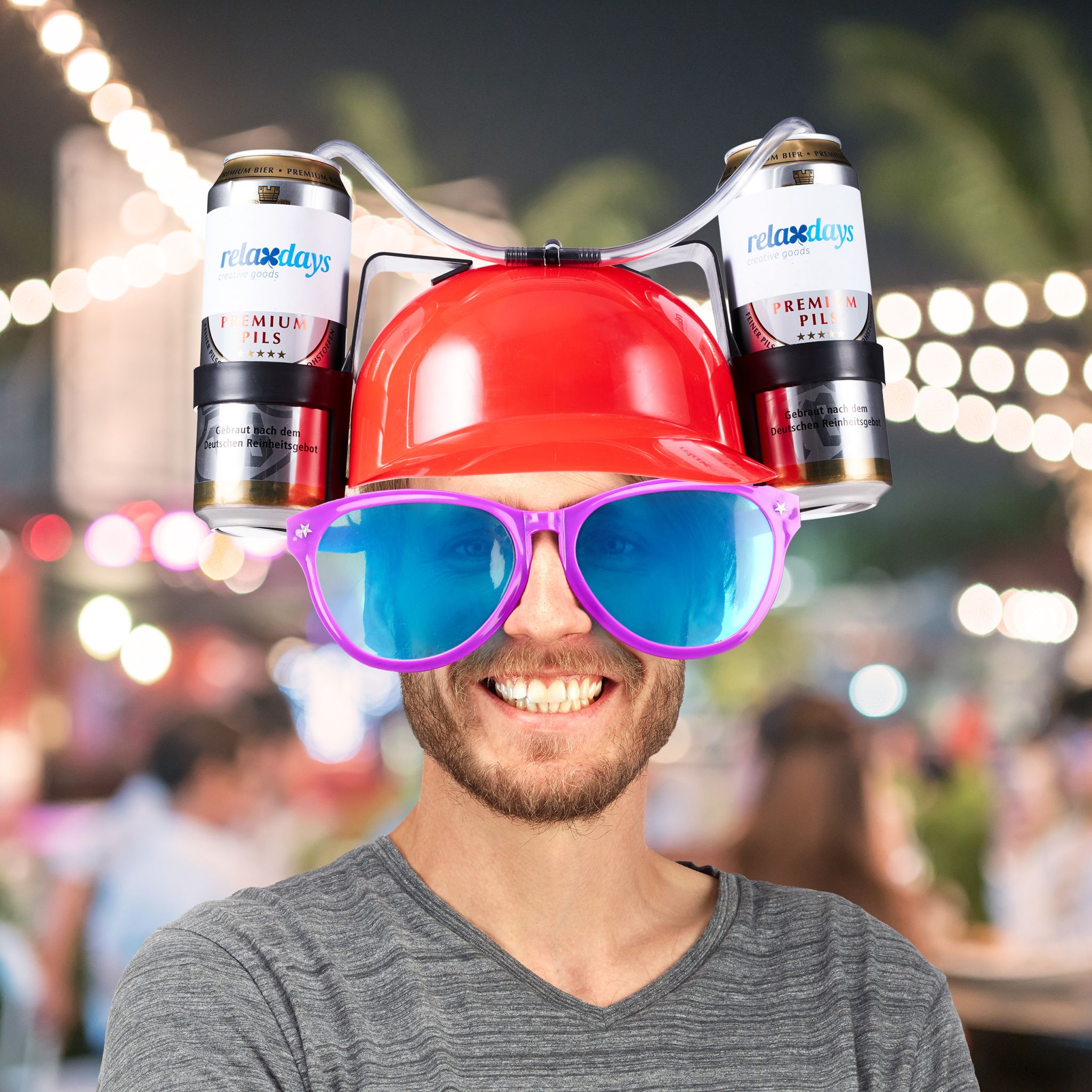 Party Trinkhelm Rot-Schwarz-Transparent von Relaxdays