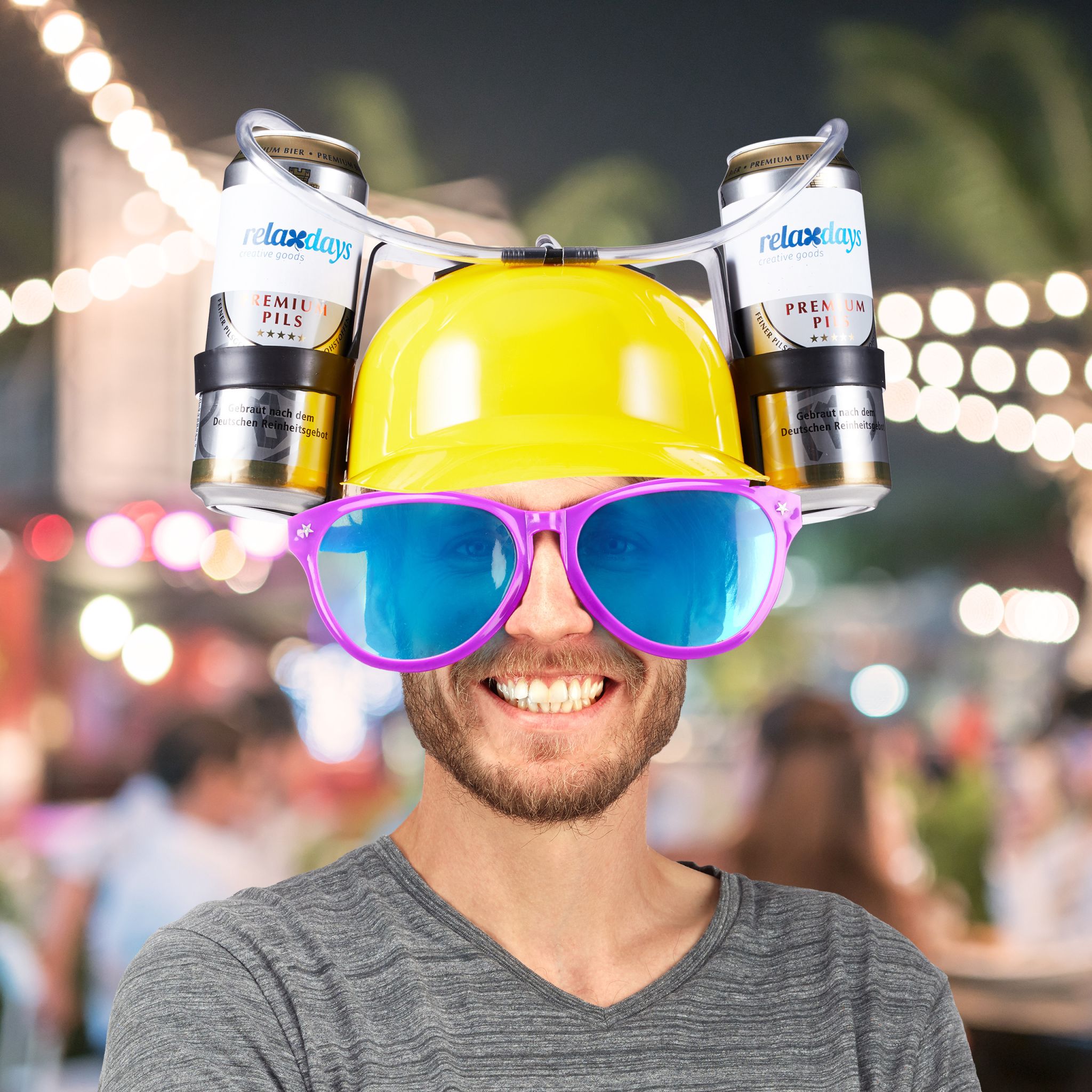 Party Trinkhelm Gelb-Schwarz-Transparent von Relaxdays