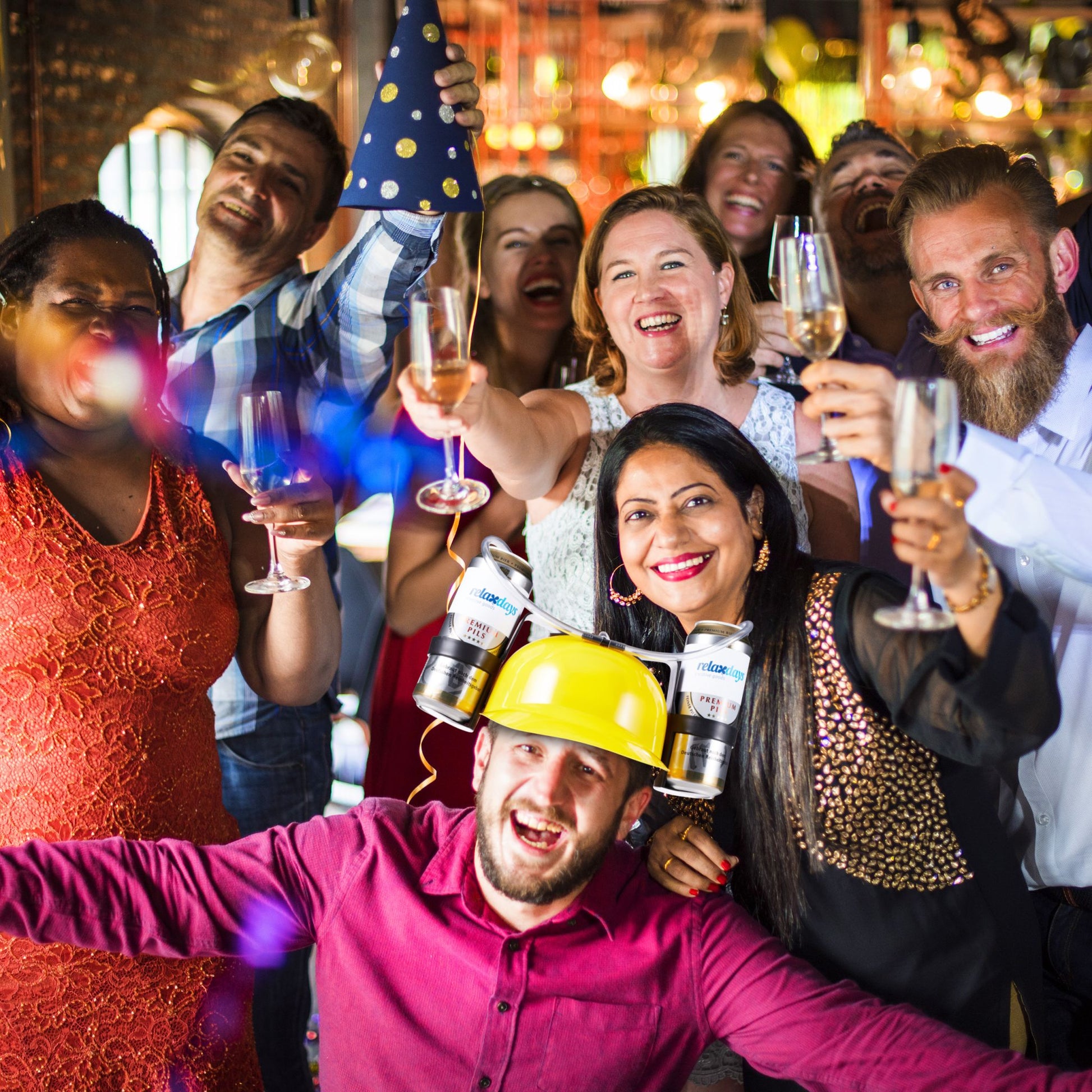 Party Trinkhelm Gelb-Schwarz-Transparent von Relaxdays