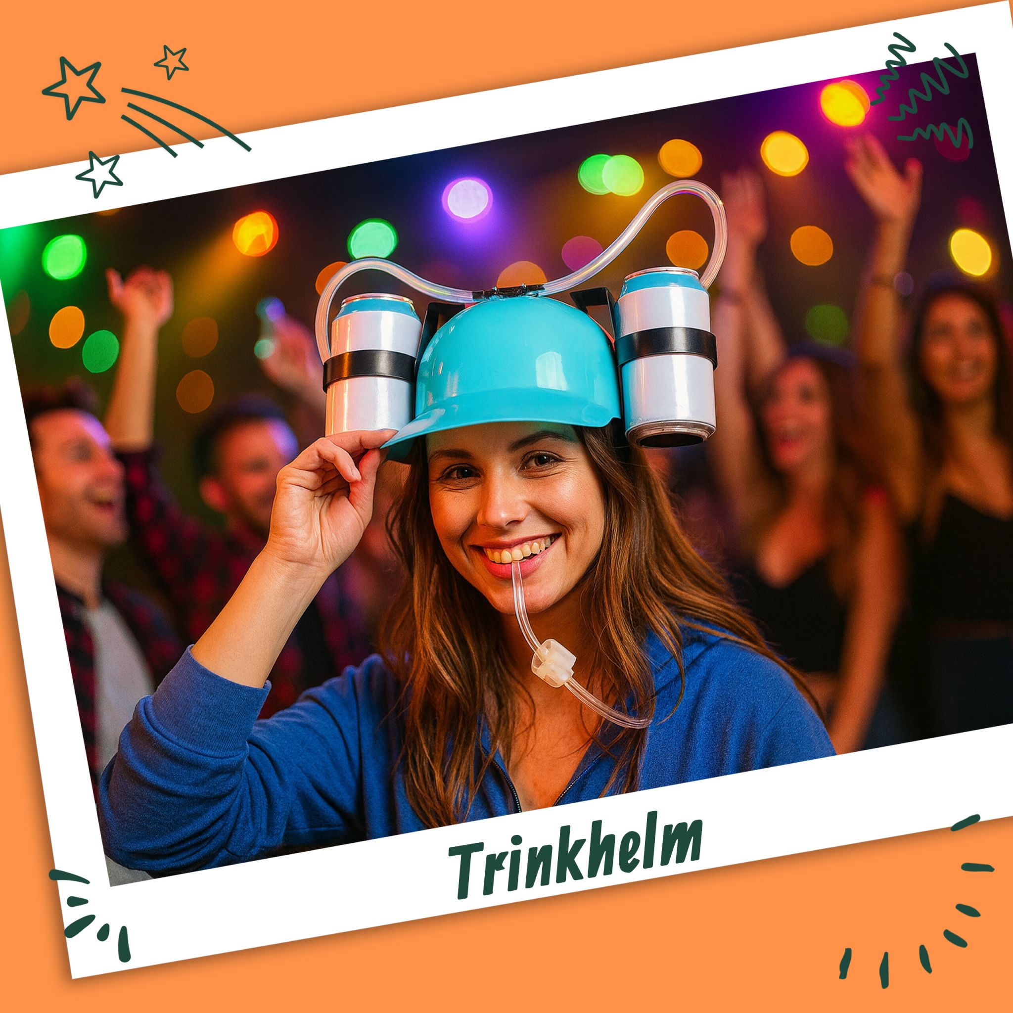 Party Trinkhelm Hellblau-Schwarz-Transparent von Relaxdays