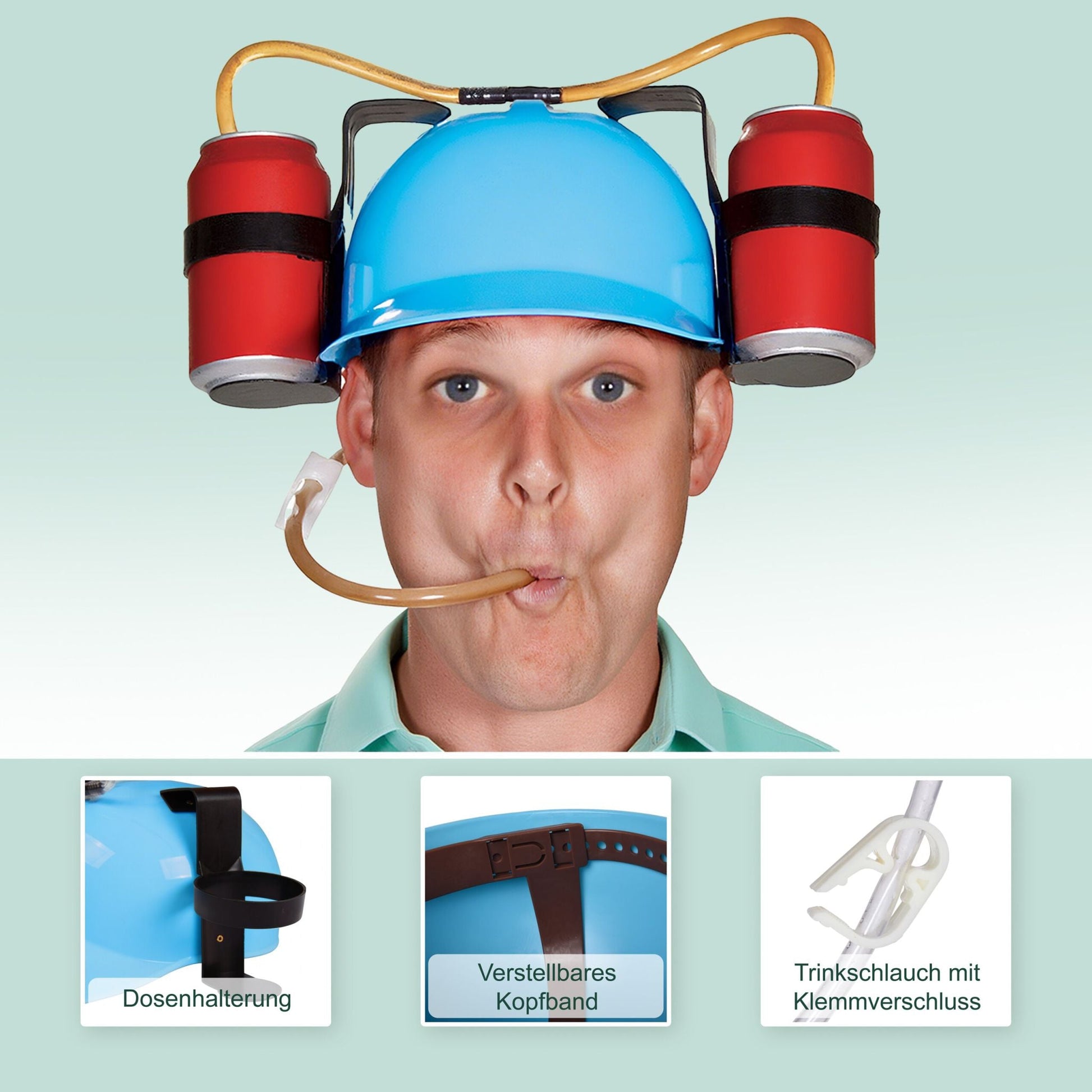 Party Trinkhelm Hellblau-Schwarz-Transparent von Relaxdays