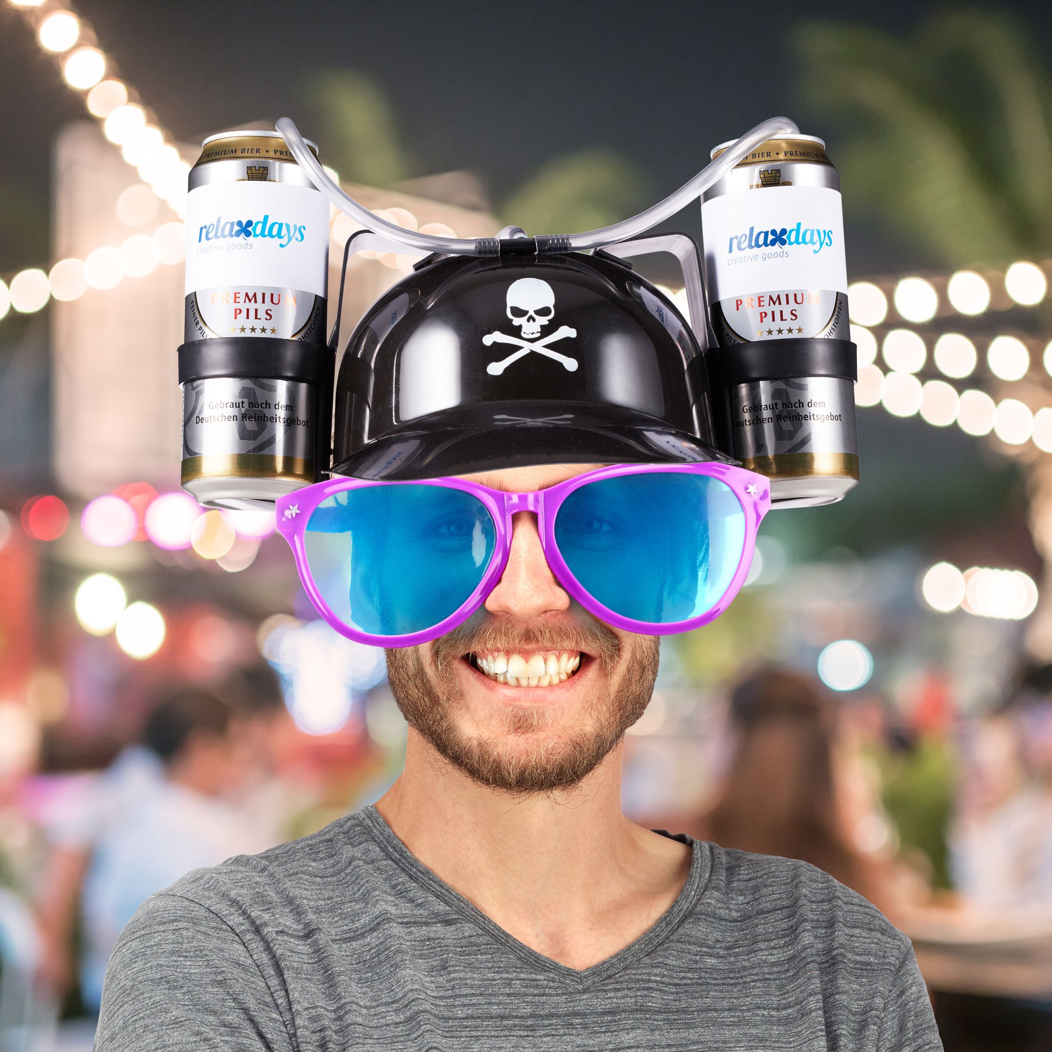Trinkhelm Pirat Weiss-Schwarz-Transparent von Relaxdays