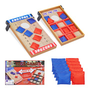 2 in 1 Wurfspiel Cornhole & Tic Tac Toe Blau-Hellbraun-Rot von Relaxdays