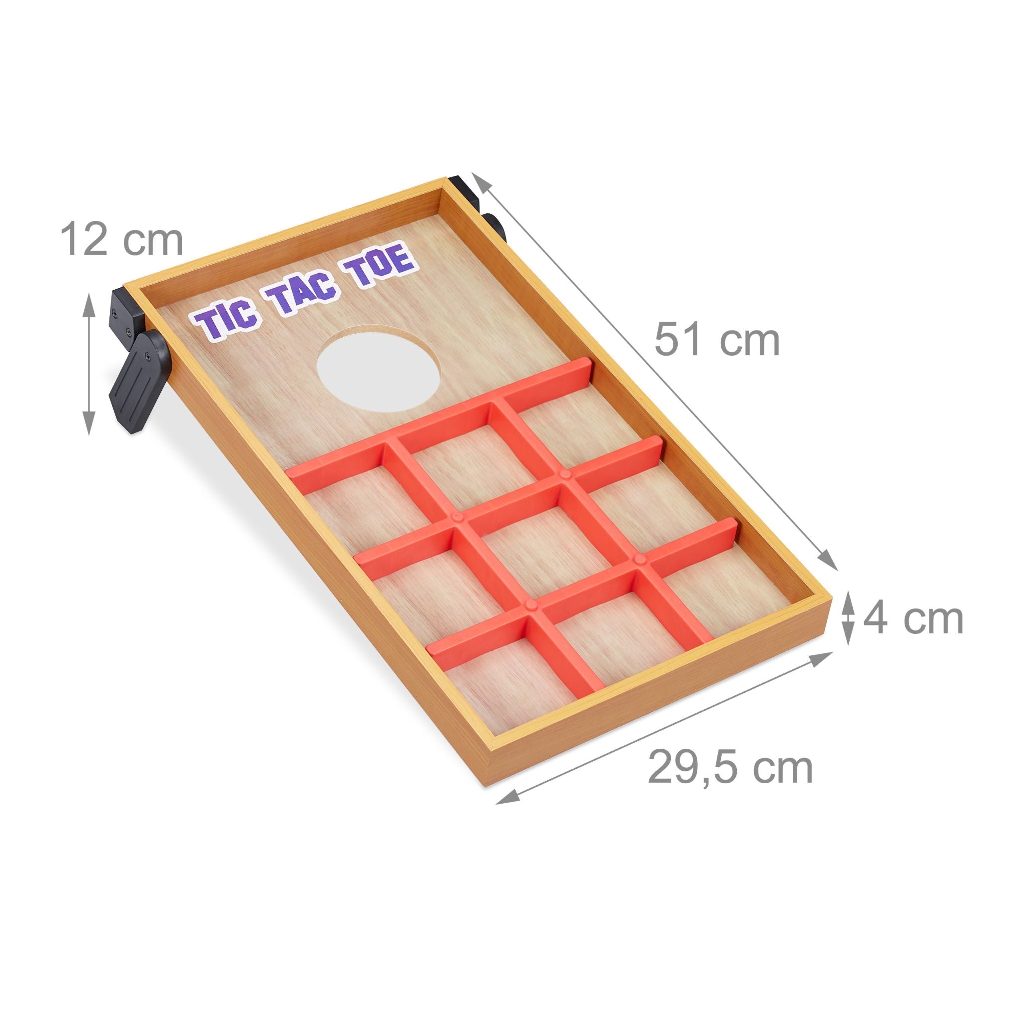 2 in 1 Wurfspiel Cornhole & Tic Tac Toe Blau-Hellbraun-Rot von Relaxdays
