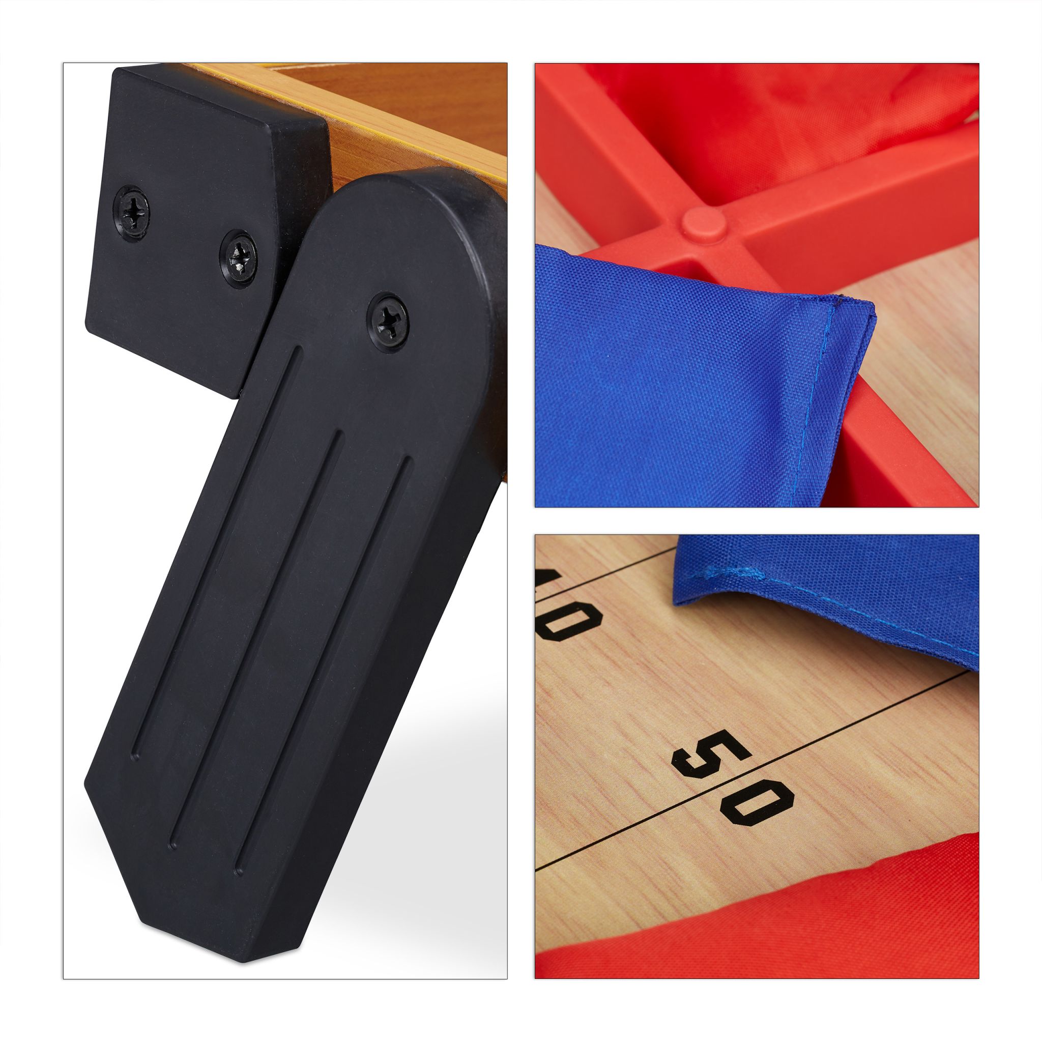 2 in 1 Wurfspiel Cornhole & Tic Tac Toe Blau-Hellbraun-Rot von Relaxdays