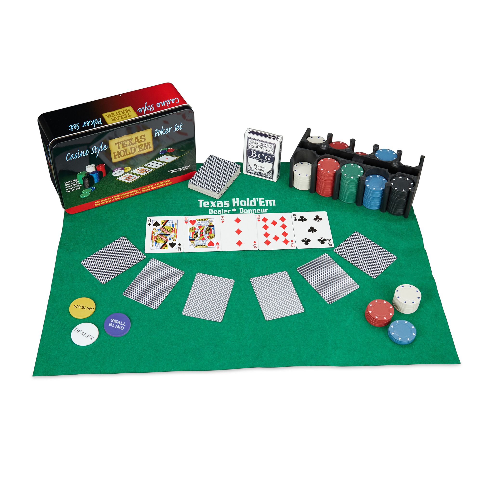 Pokerset gross Weiss-Grün-Schwarz von Relaxdays