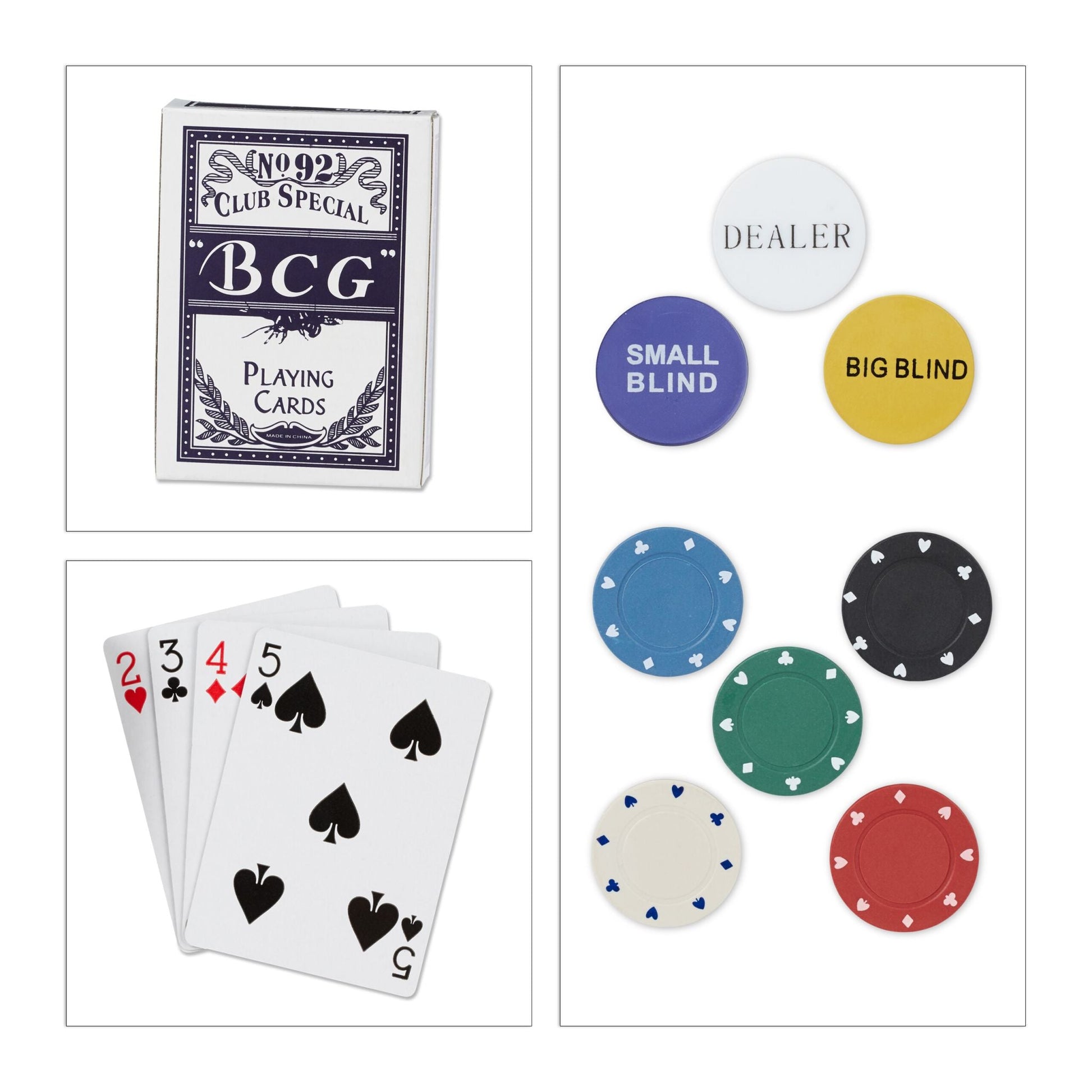 Pokerset gross Weiss-Grün-Schwarz von Relaxdays