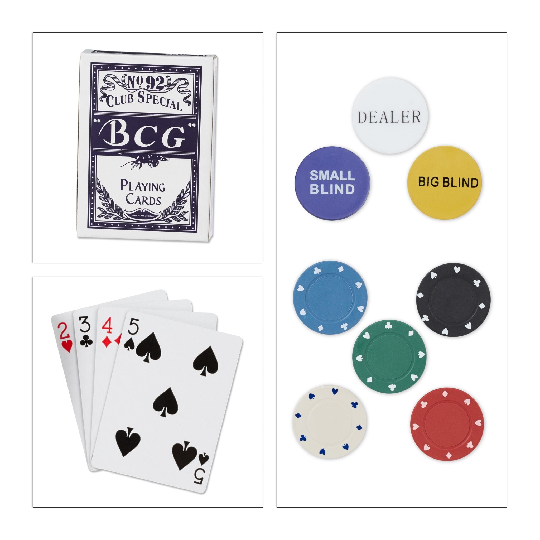 Pokerset gross Weiss-Grün-Schwarz von Relaxdays