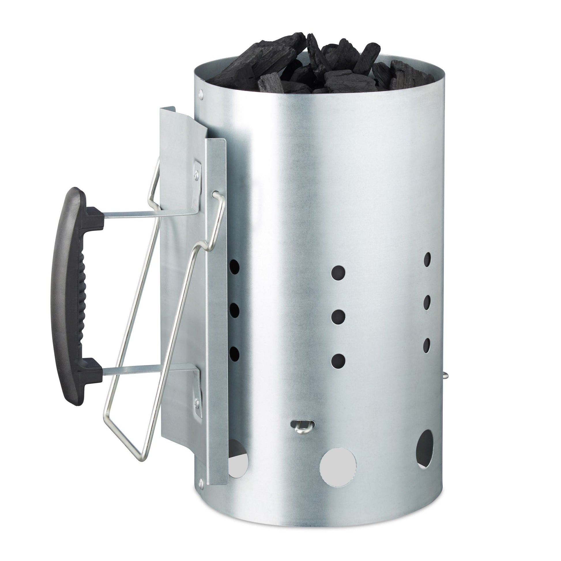 Anzündkamin XL Schwarz-Silber von Relaxdays