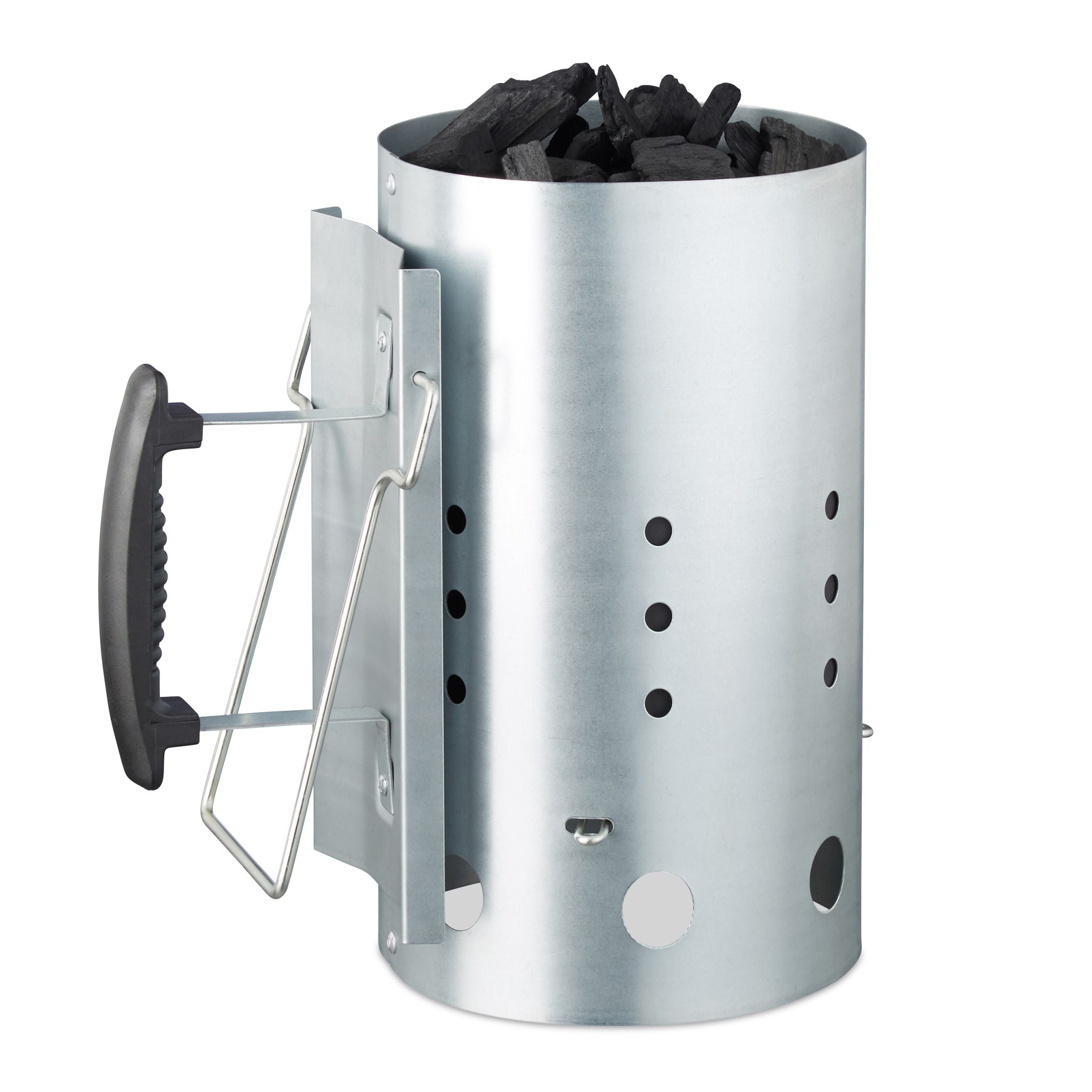 Anzündkamin XL Schwarz-Silber von Relaxdays