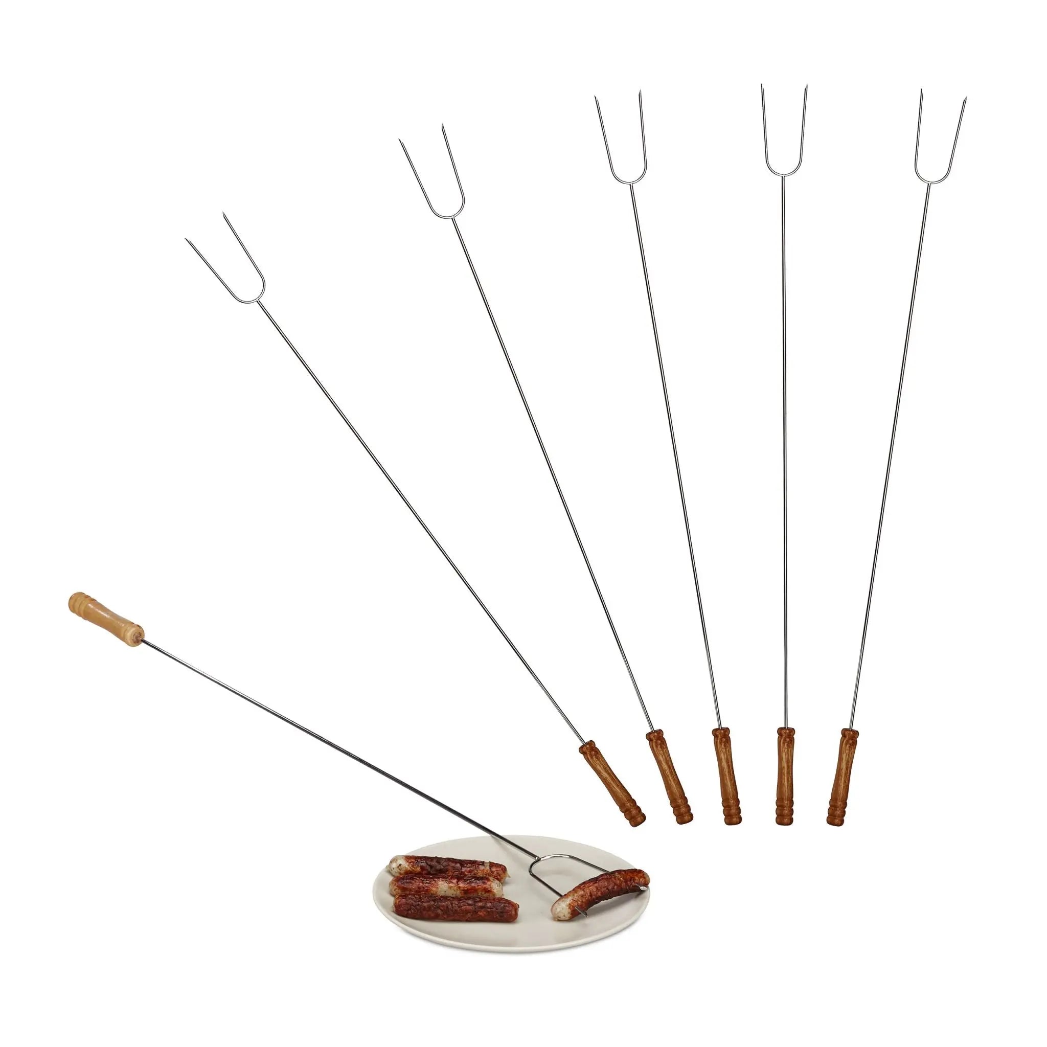 Extra lange Grillspiesse 6er-Set Hellbraun-Silber von Relaxdays