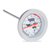 Analoges Edelstahl Einstichthermometer Dunkelgrün-Rot-Silber von Relaxdays