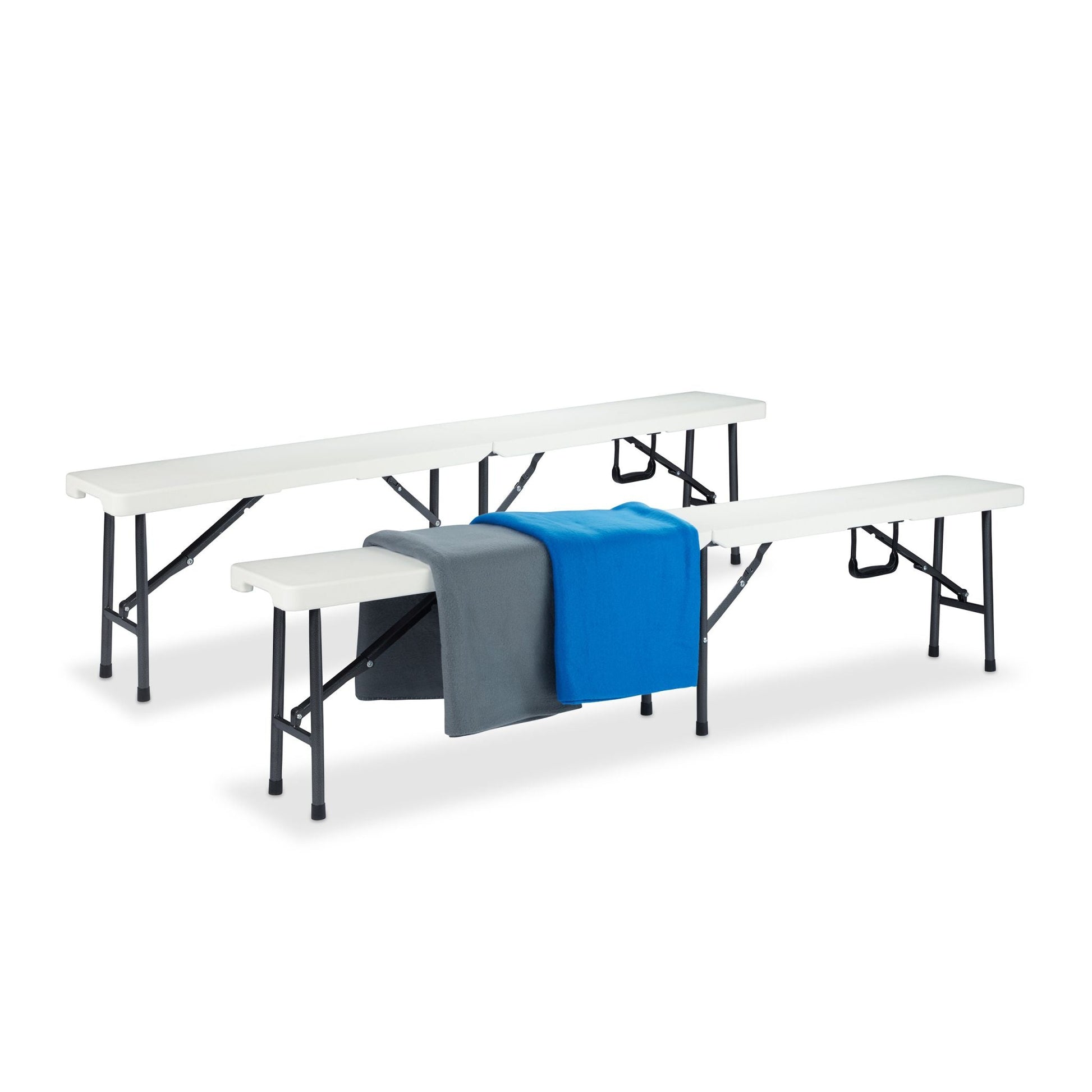 Bierbank weiss 2er-Set Weiss-Schwarz von Relaxdays
