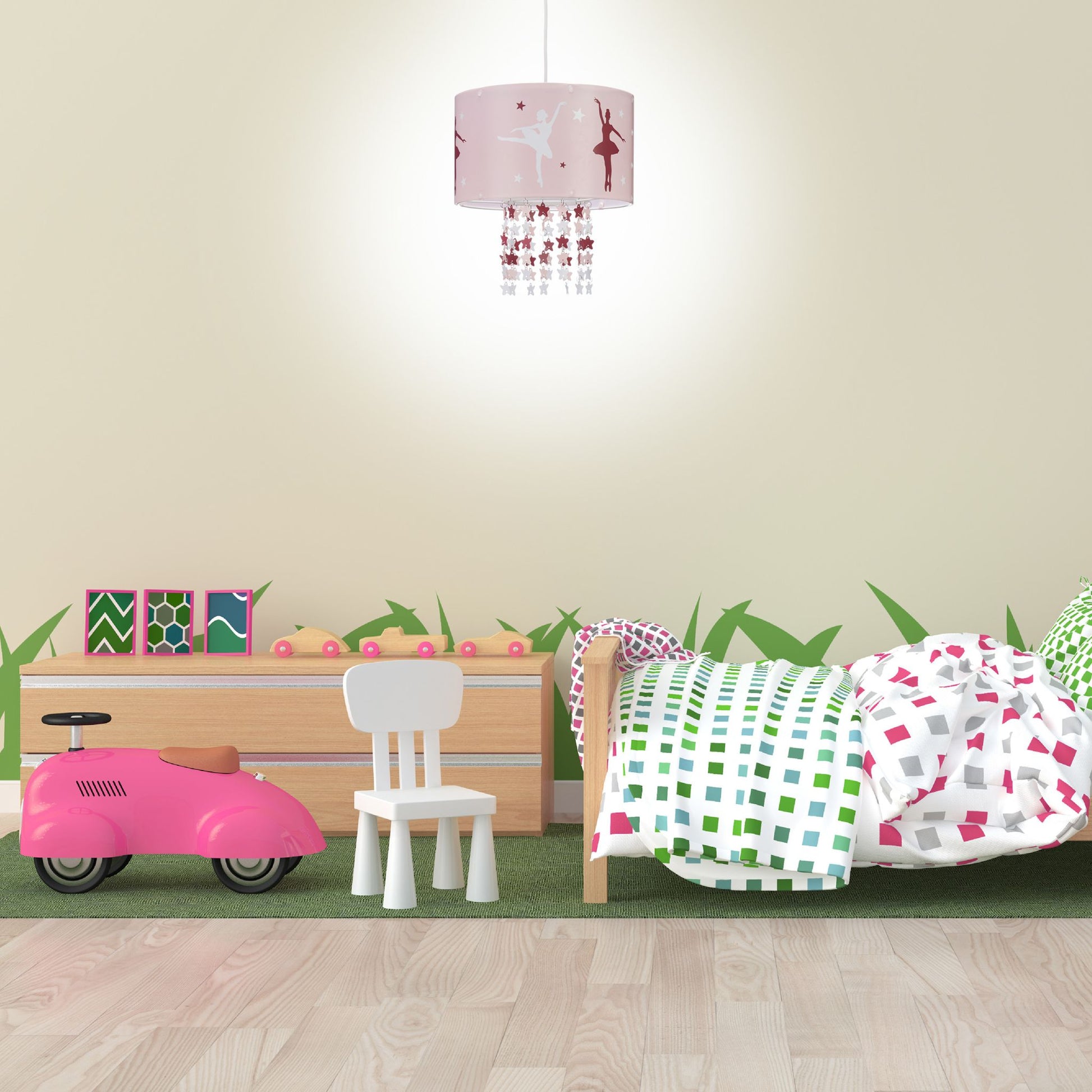 Hängelampe für Mädchen in Rosa Weiss-Dunkelrot-Rosa von Relaxdays