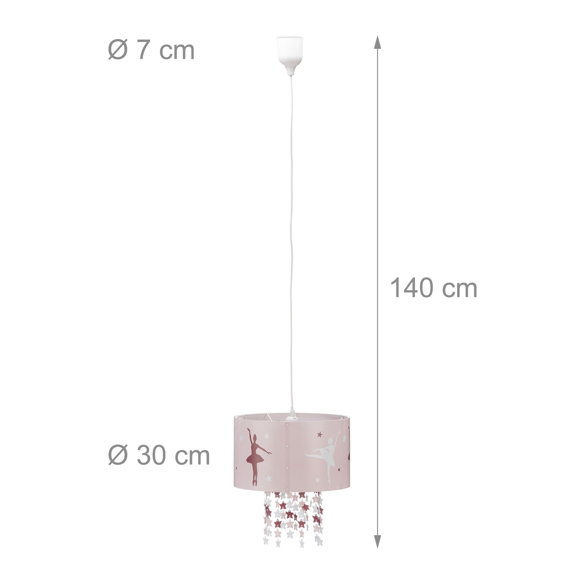 Hängelampe für Mädchen in Rosa Weiss-Dunkelrot-Rosa von Relaxdays