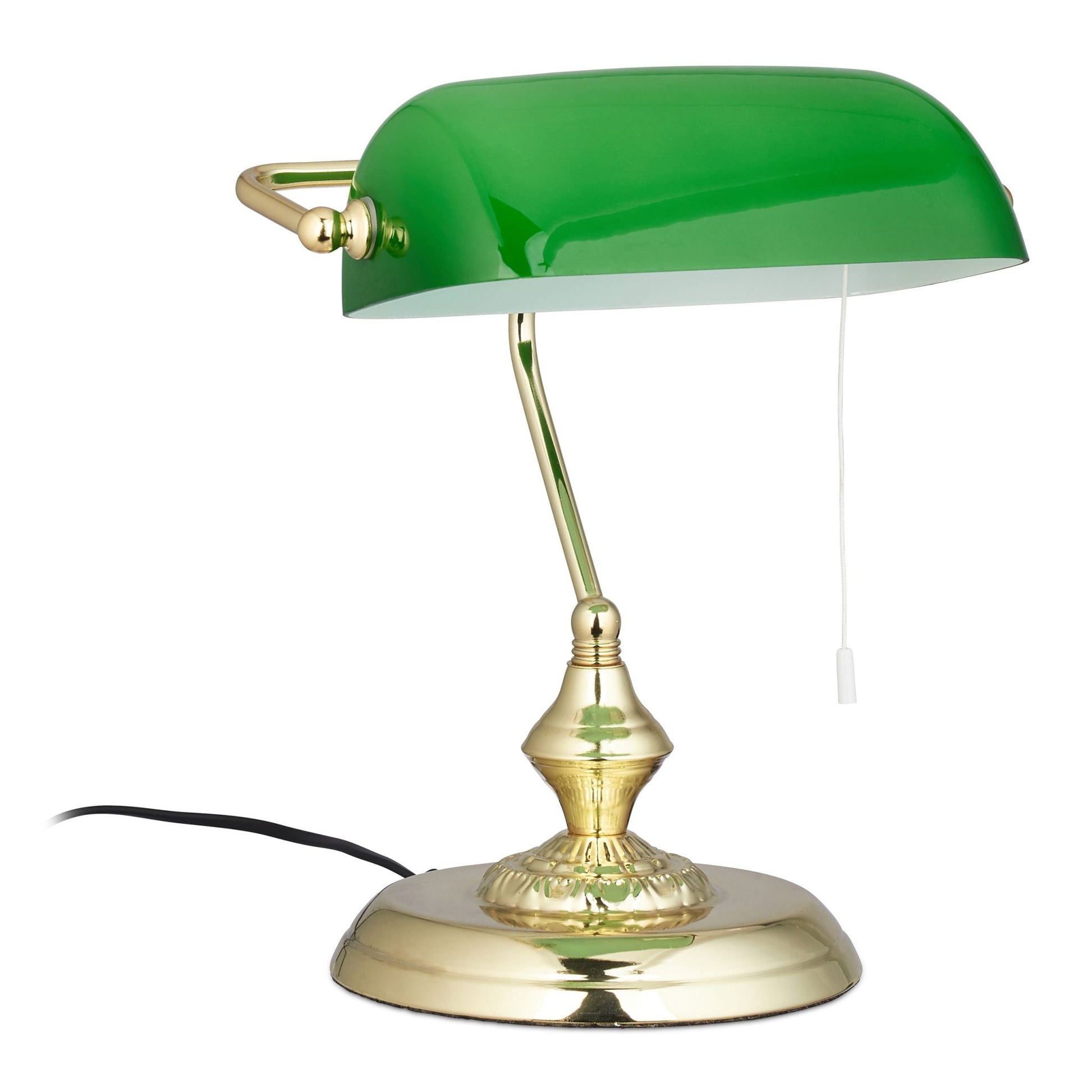 Bankerlampe mit Zugschalter Gold-Grün-Schwarz von Relaxdays