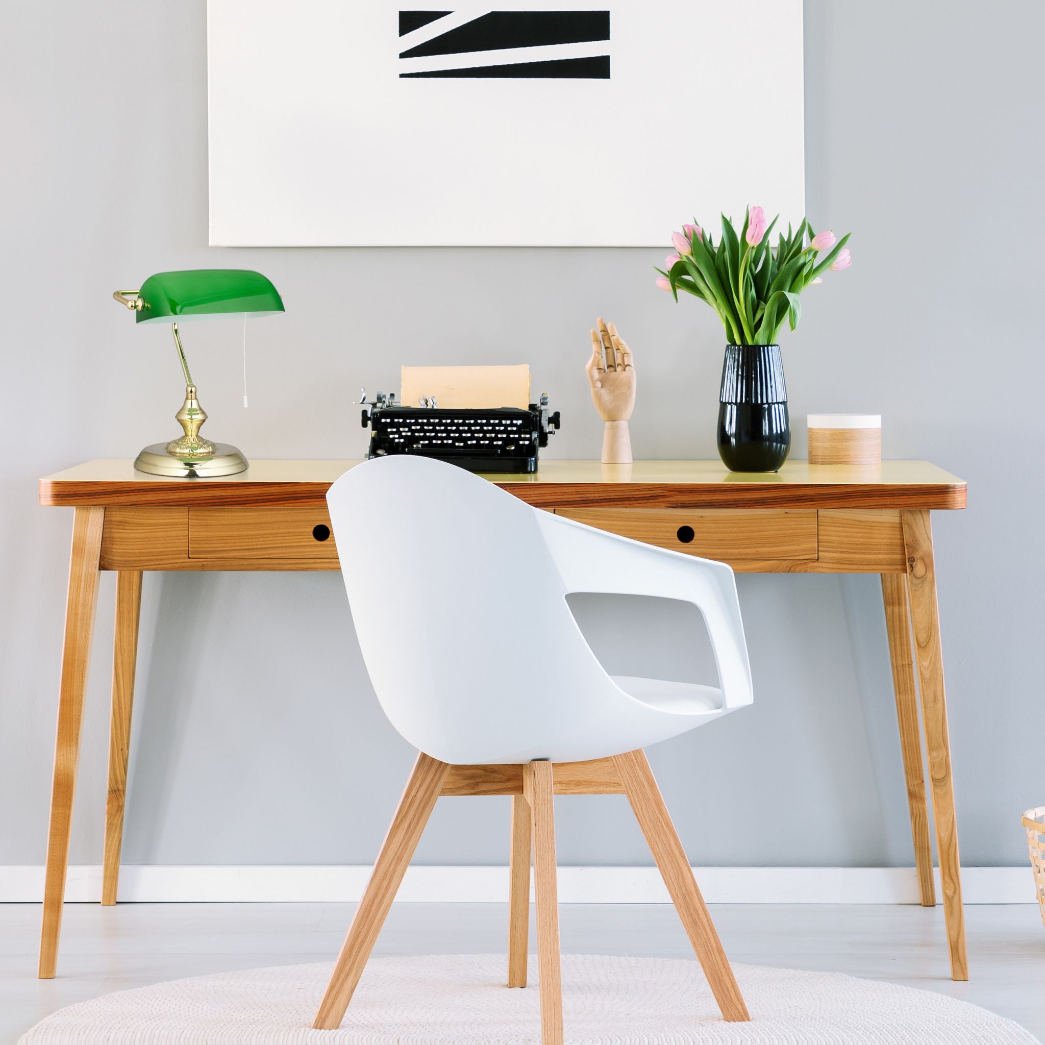 Bankerlampe mit Zugschalter Gold-Grün-Schwarz von Relaxdays