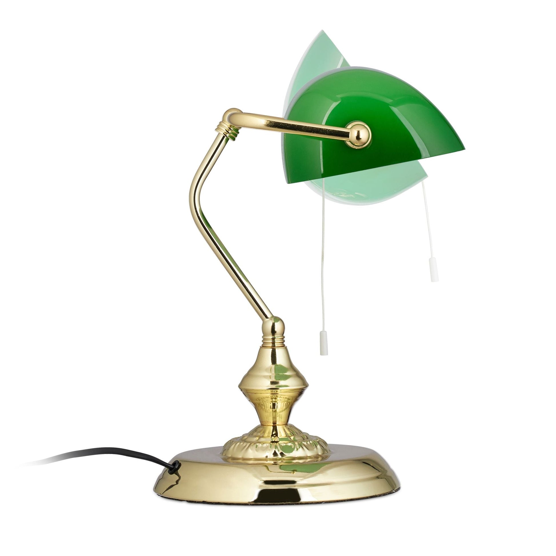 Bankerlampe mit Zugschalter Gold-Grün-Schwarz von Relaxdays