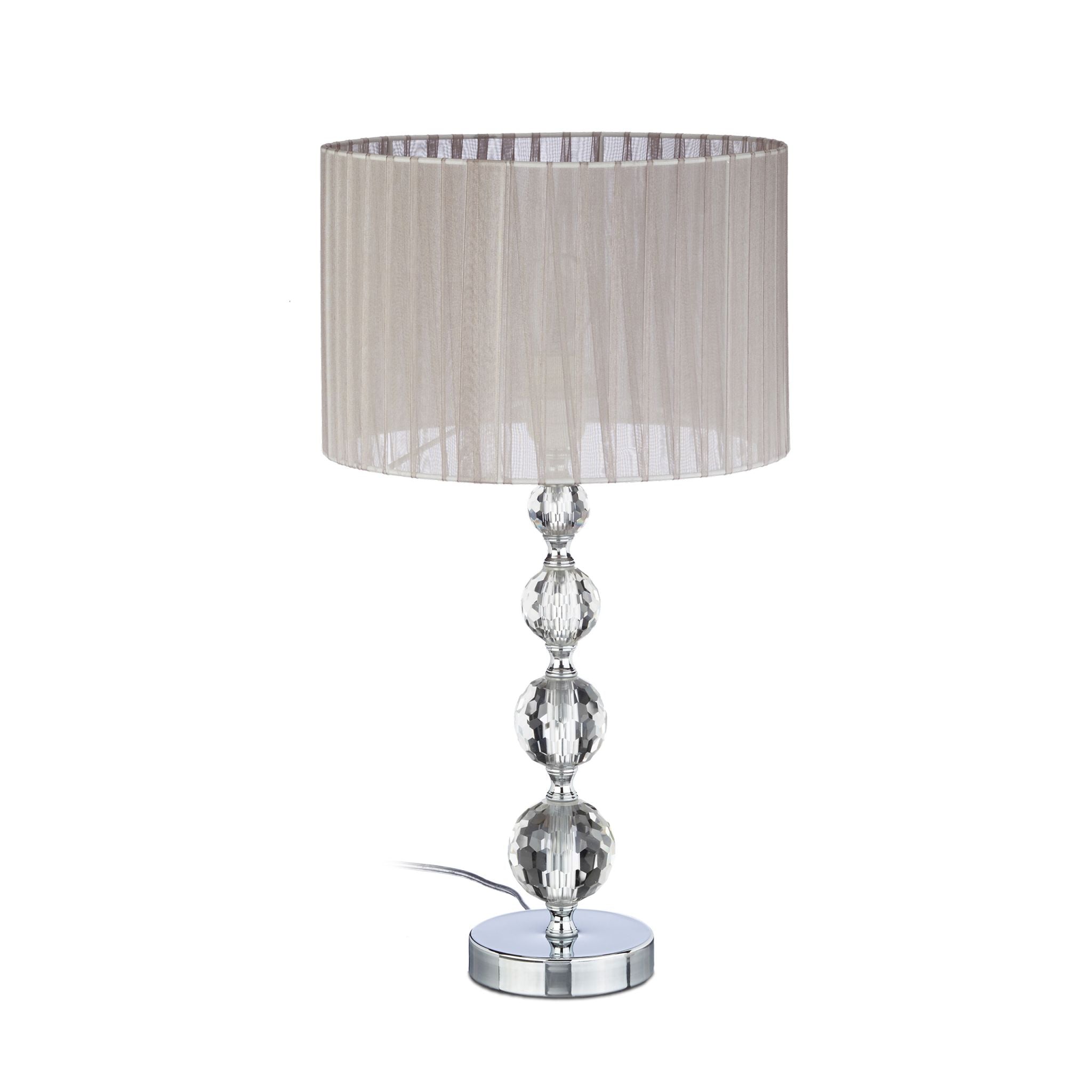 Nachttischlampe Kristall Silber-Grau von Relaxdays