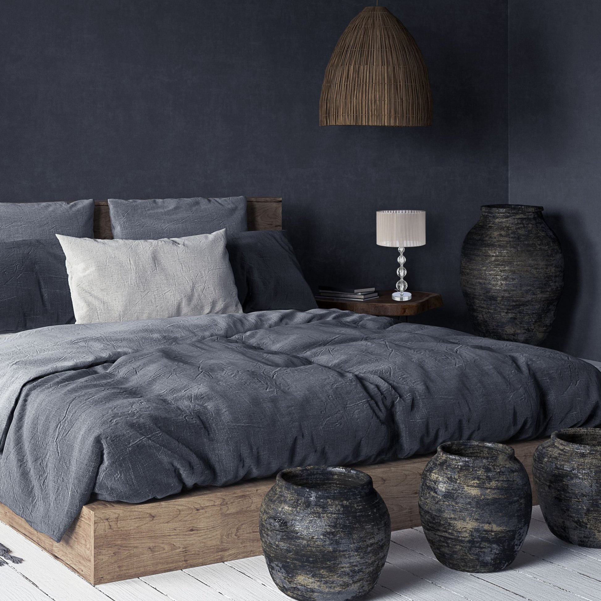 Nachttischlampe Kristall Silber-Grau von Relaxdays