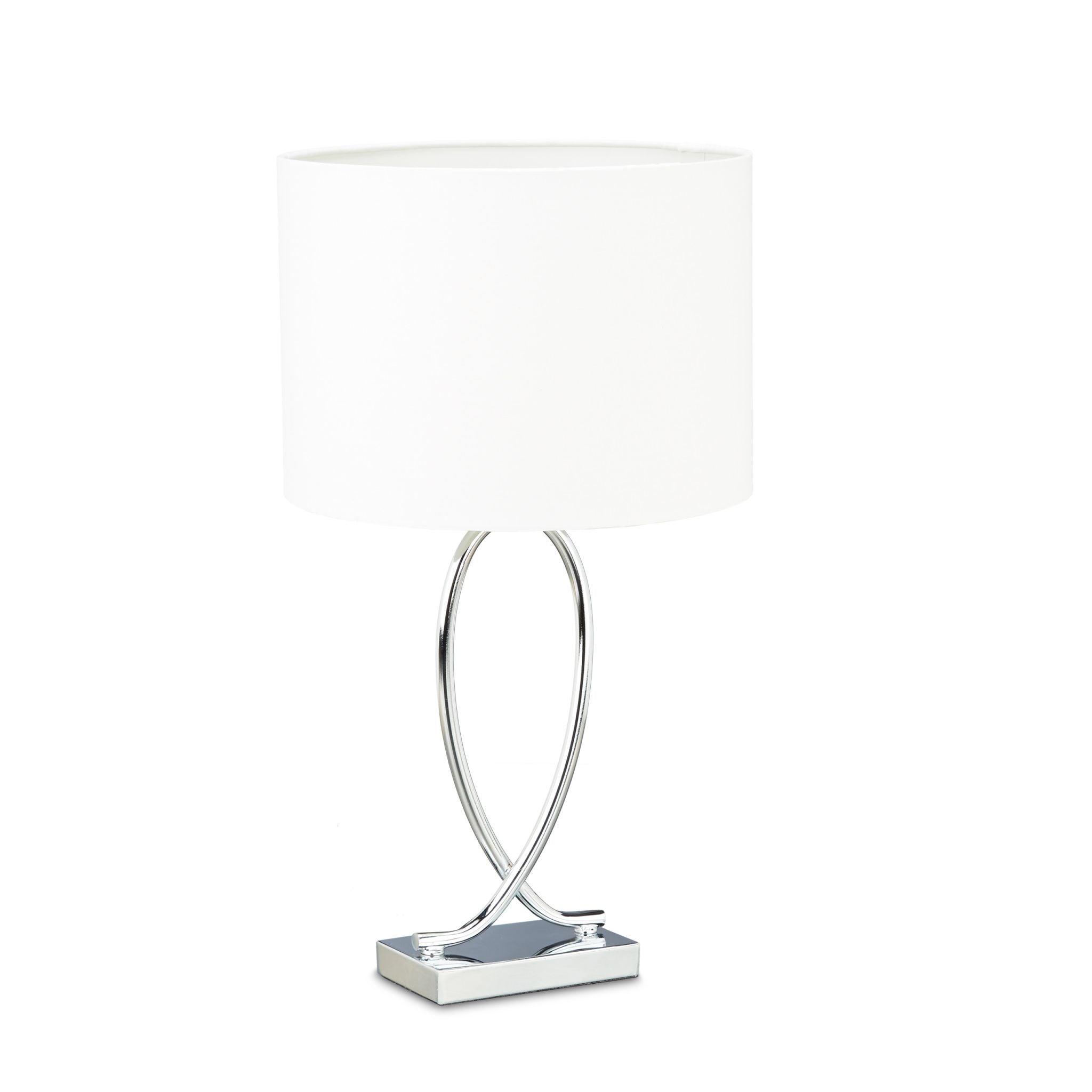 Tischlampe silber mit Schirm Weiss-Silber von Relaxdays