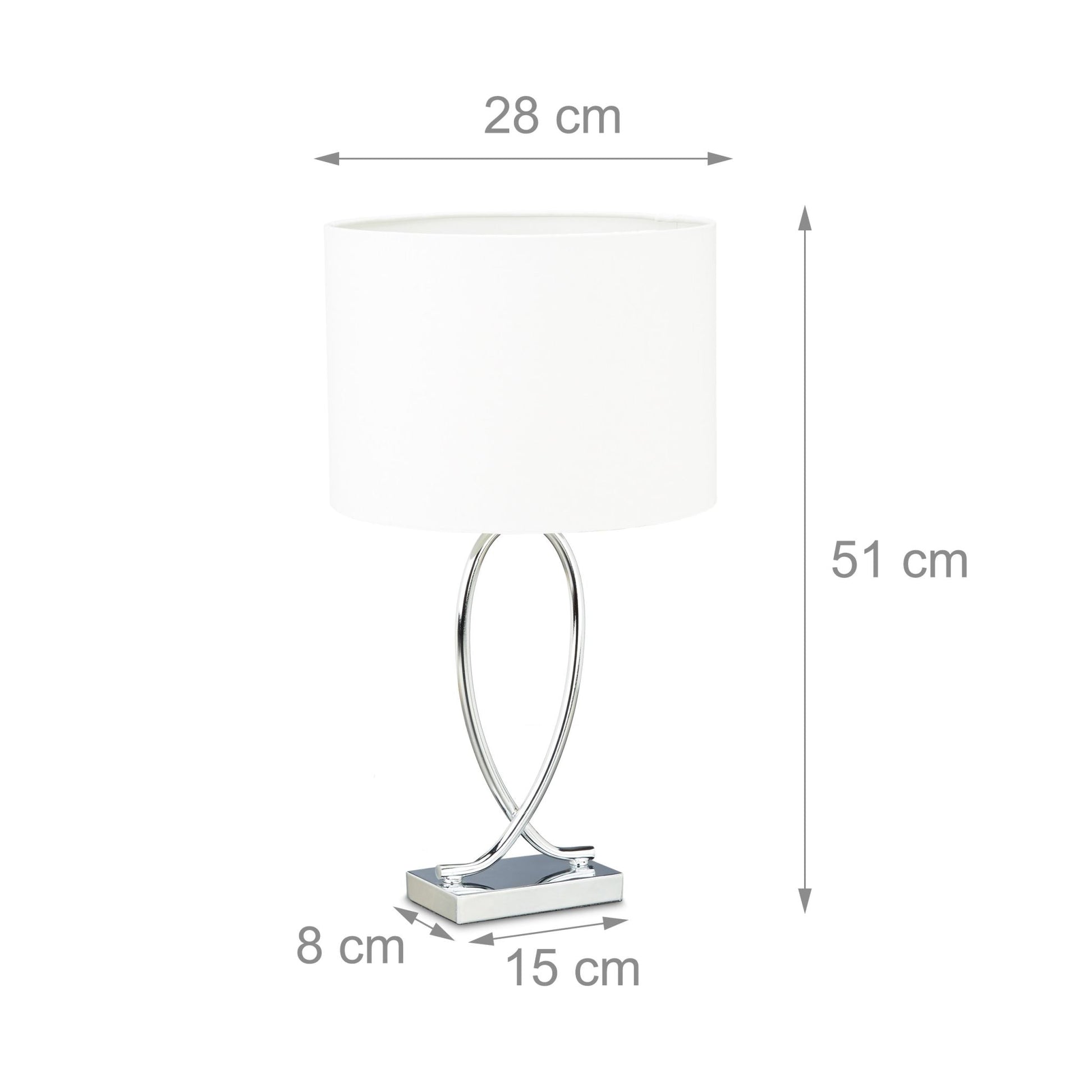 Tischlampe silber mit Schirm Weiss-Silber von Relaxdays