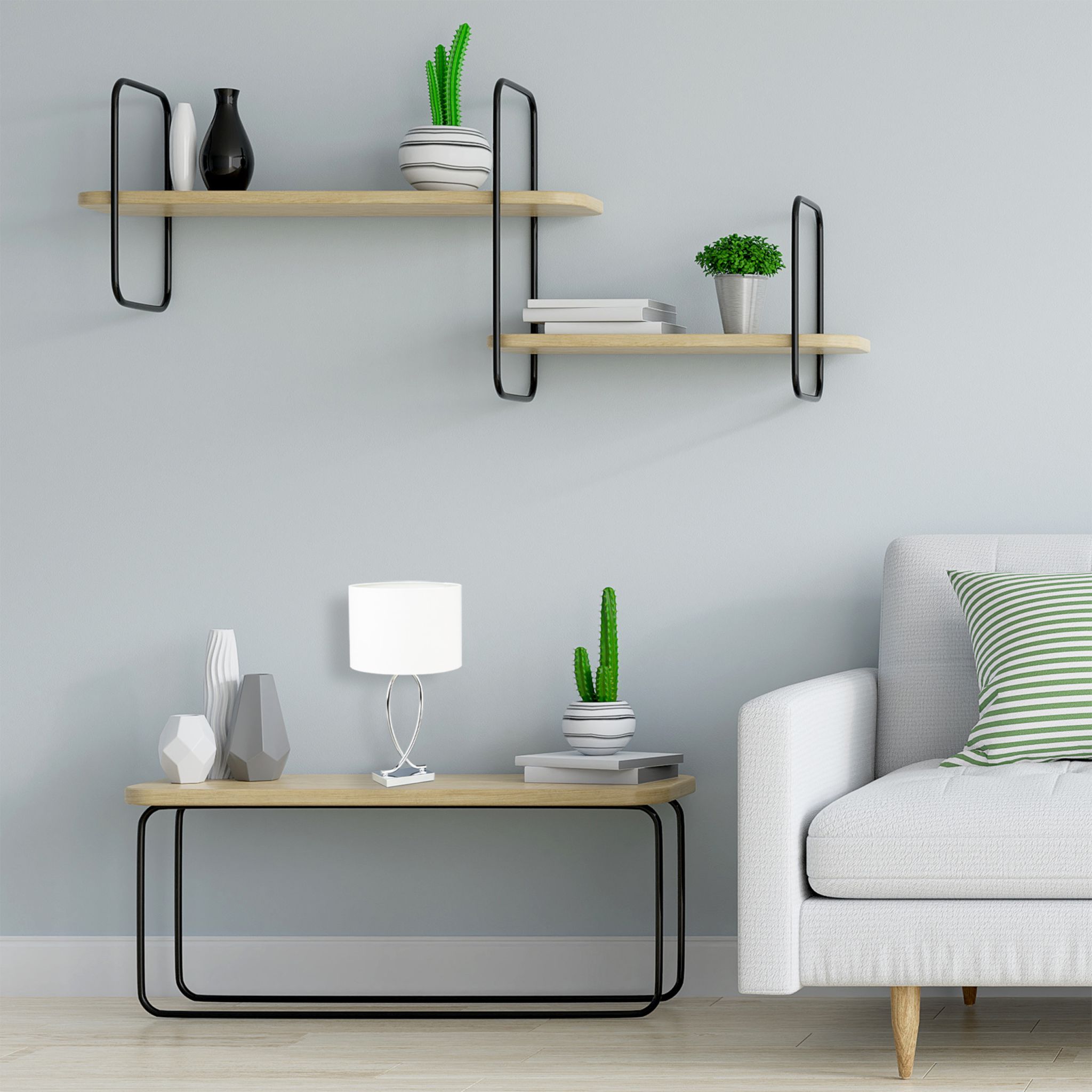 Tischlampe silber mit Schirm Weiss-Silber von Relaxdays