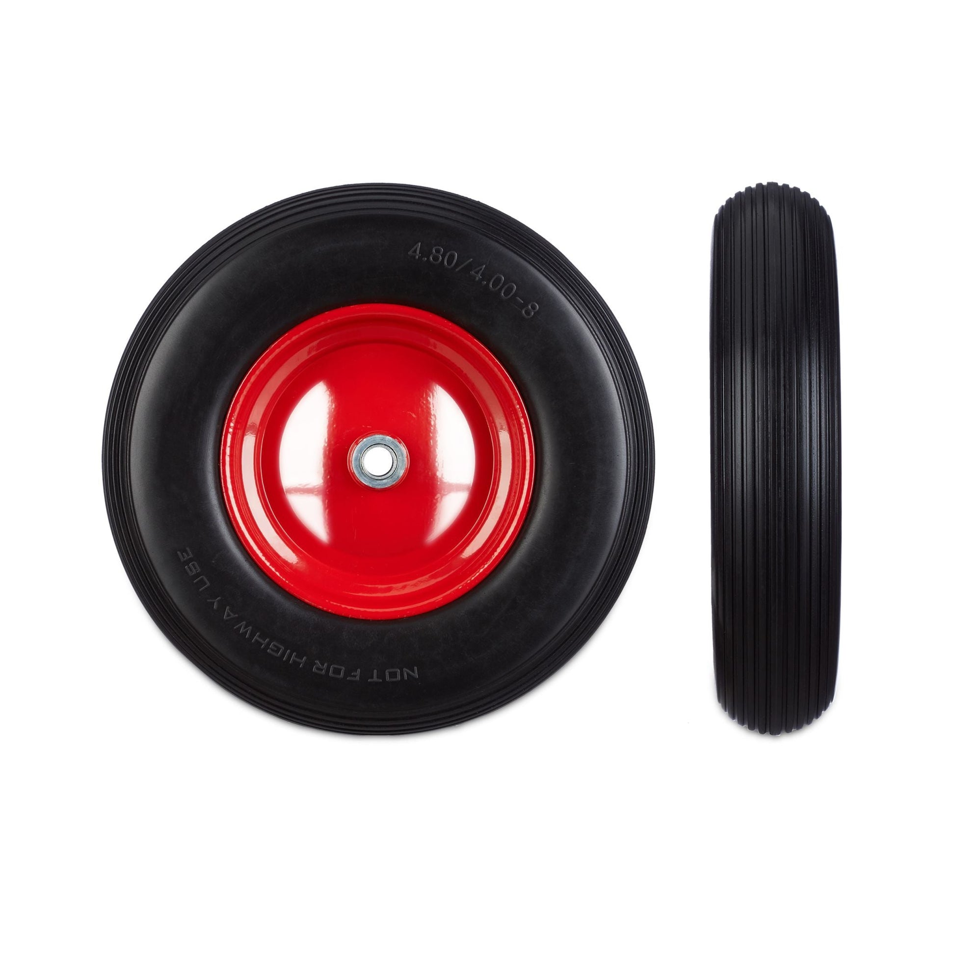 Schubkarrenrad 4.80 4.00-8 Vollgummi Rot-Schwarz von Relaxdays