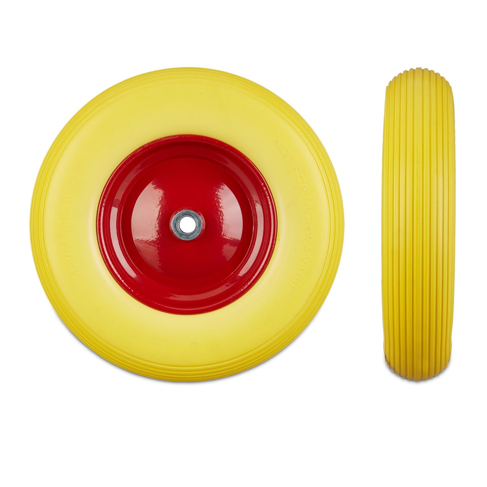 Schubkarrenrad 4.80 4.00-8 Vollgummi Gelb-Rot von Relaxdays