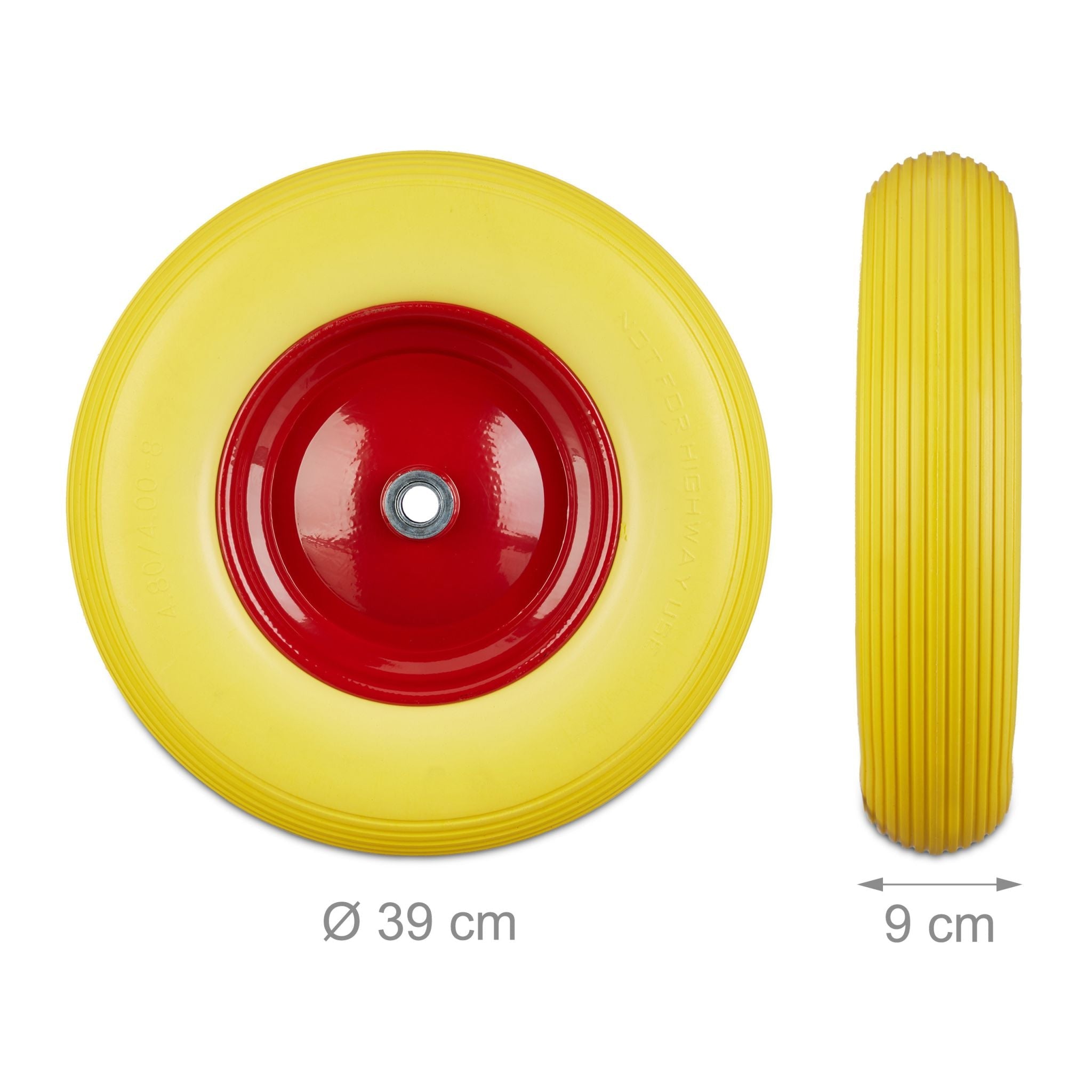 Schubkarrenrad 4.80 4.00-8 Vollgummi Gelb-Rot von Relaxdays