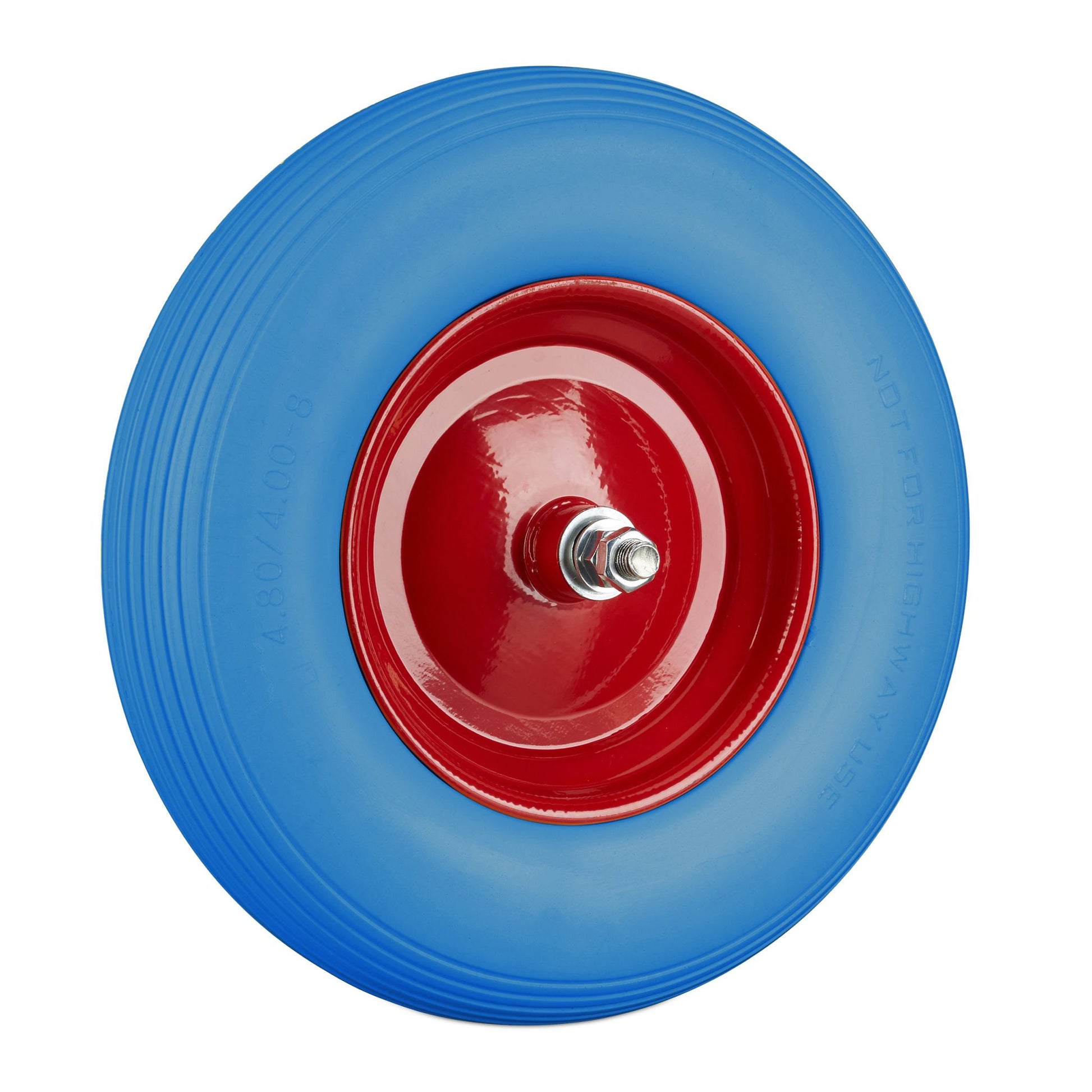 Schubkarrenrad Vollgummi mit Achse Blau-Rot von Relaxdays