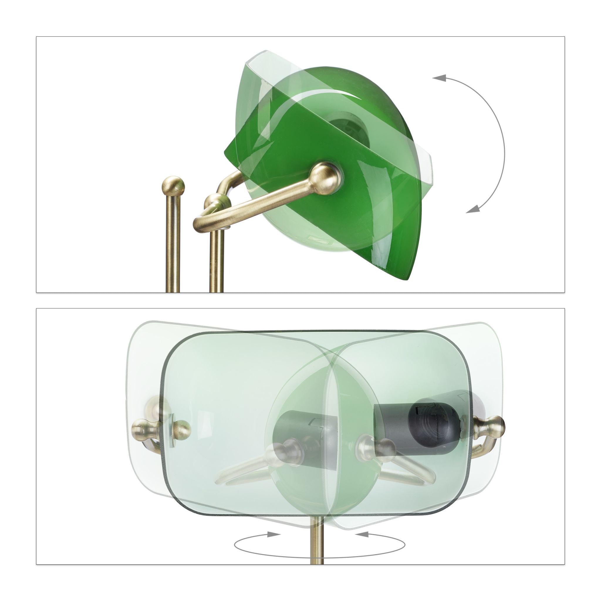 Bankerlampe grün Gold-Grün-Schwarz von Relaxdays