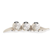 Teelichthalter-Set Sand Weiss-Creme-Grau von Relaxdays