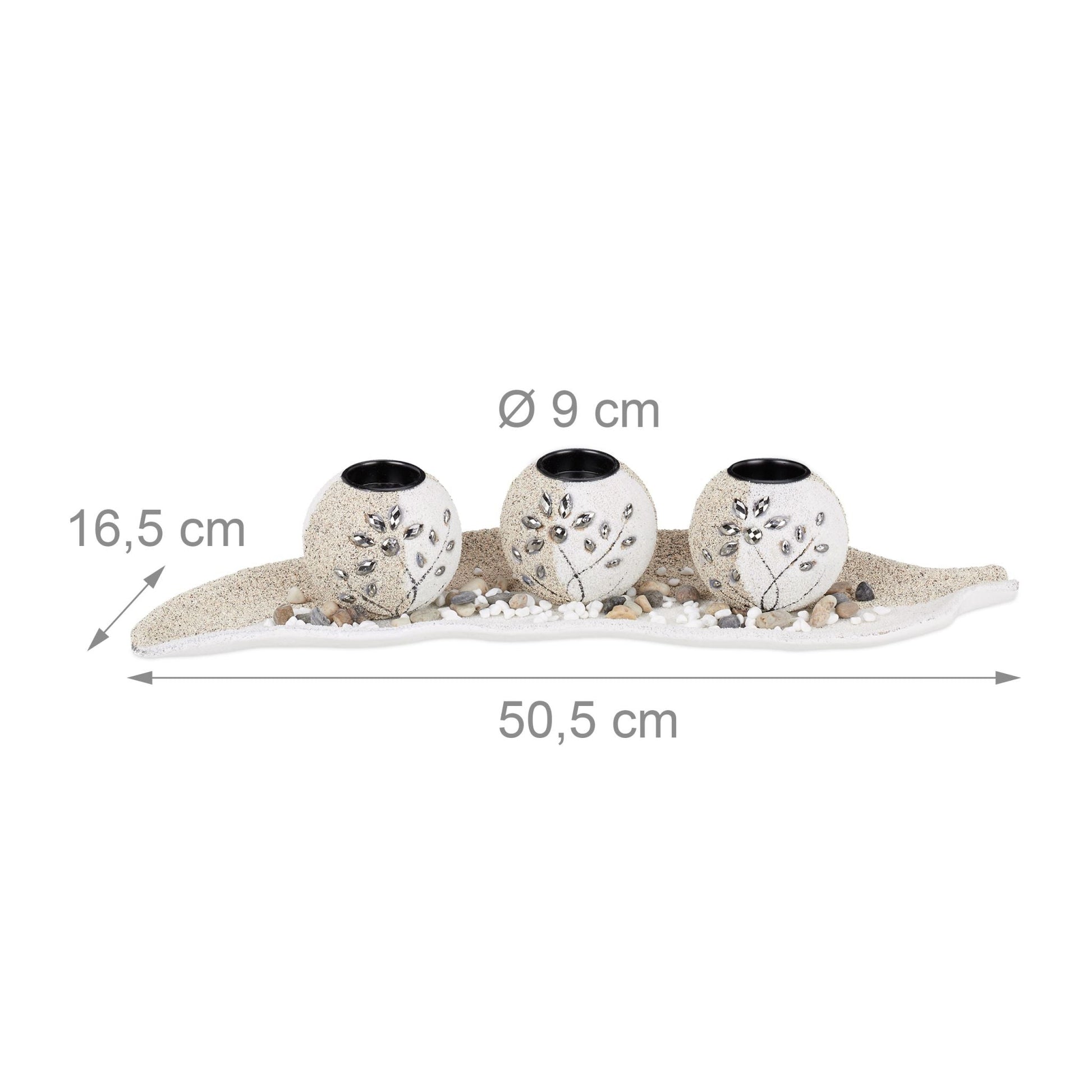 Teelichthalter-Set Sand Weiss-Creme-Grau von Relaxdays