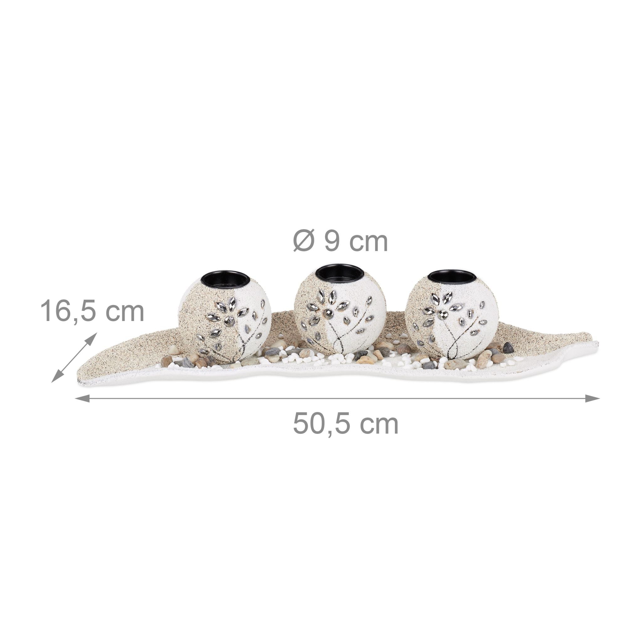 Teelichthalter-Set Sand Weiss-Creme-Grau von Relaxdays