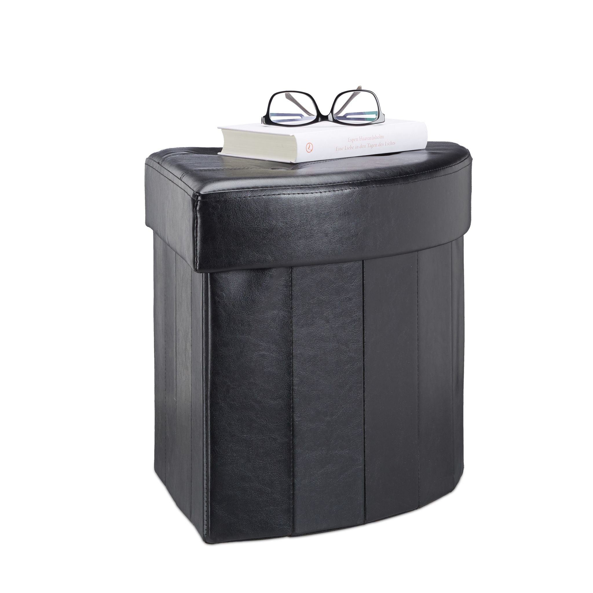 Eckiger Hocker mit Stauraum Schwarz von Relaxdays