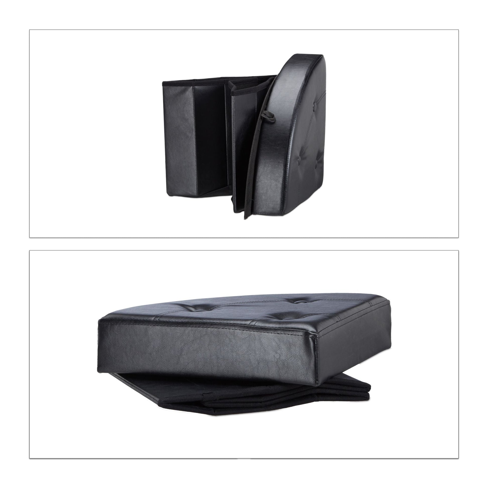 Eckiger Hocker mit Stauraum Schwarz von Relaxdays