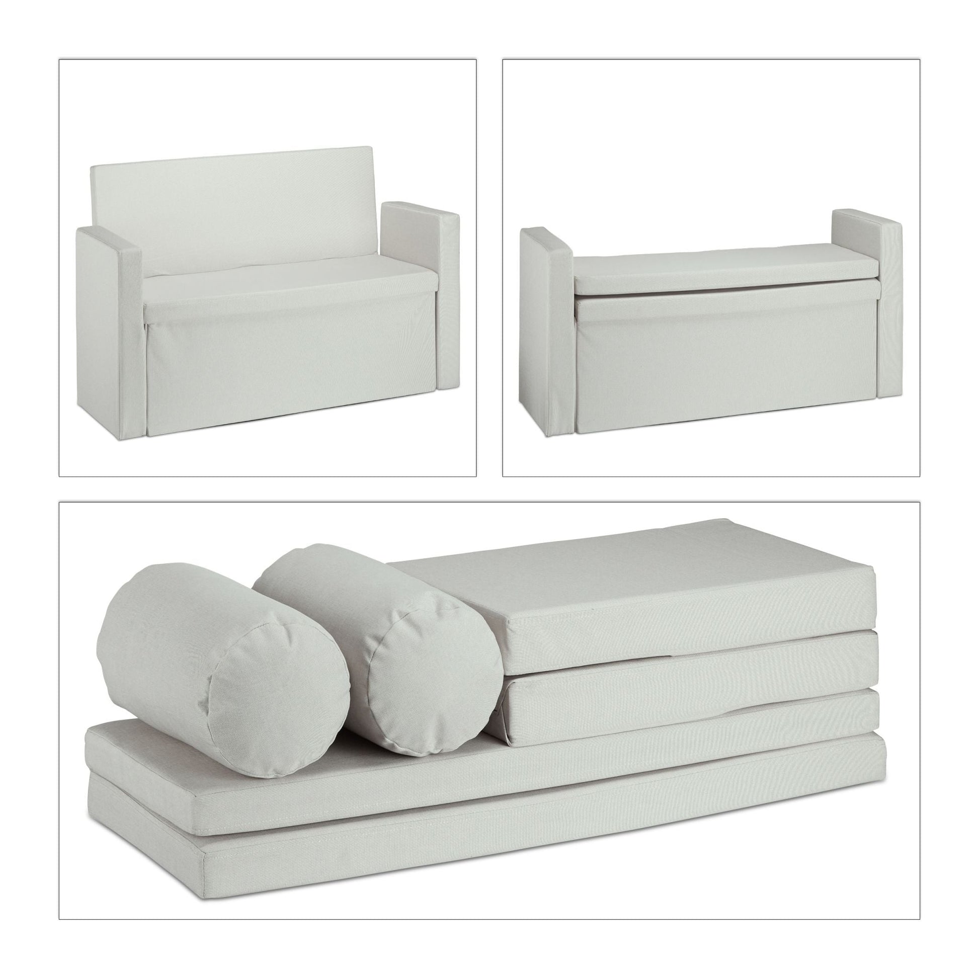 Sitzbank Lehne mit Kissen Creme von Relaxdays