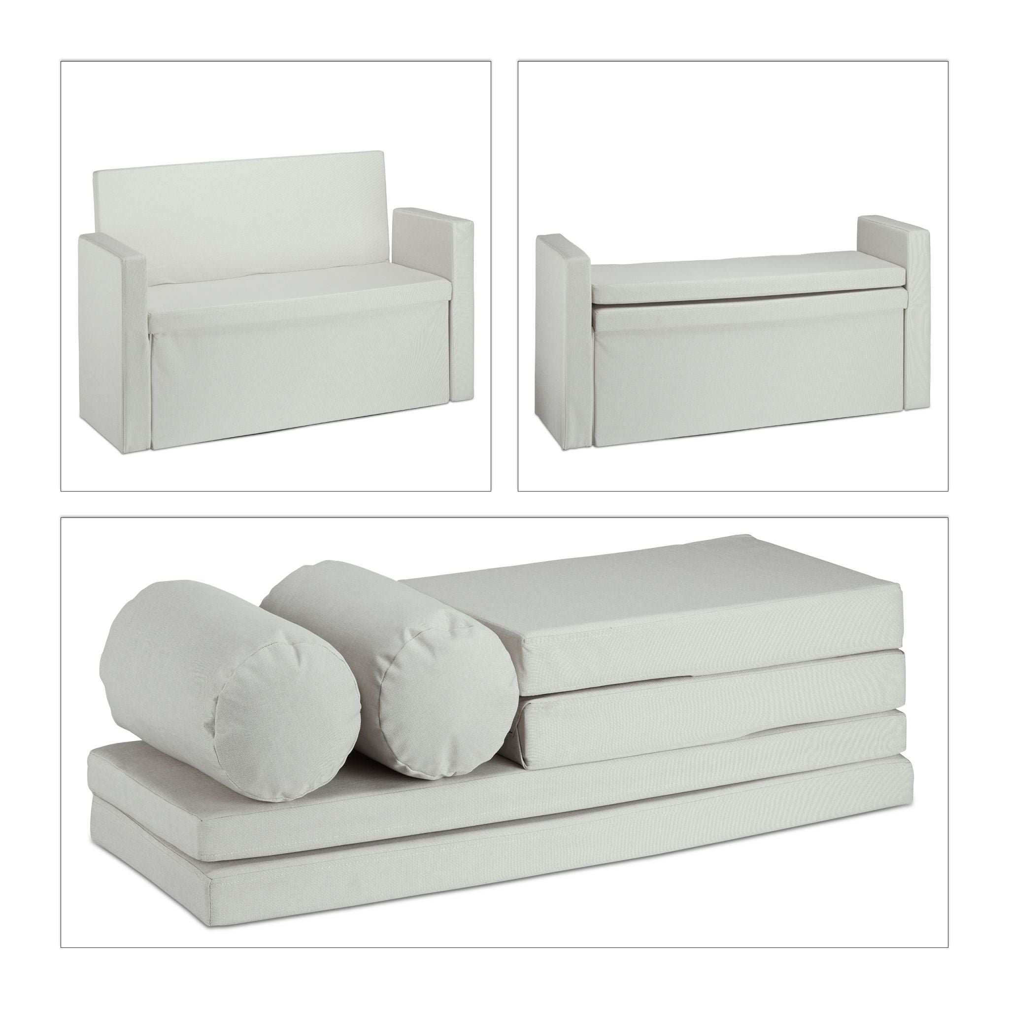 Sitzbank Lehne mit Kissen Creme von Relaxdays