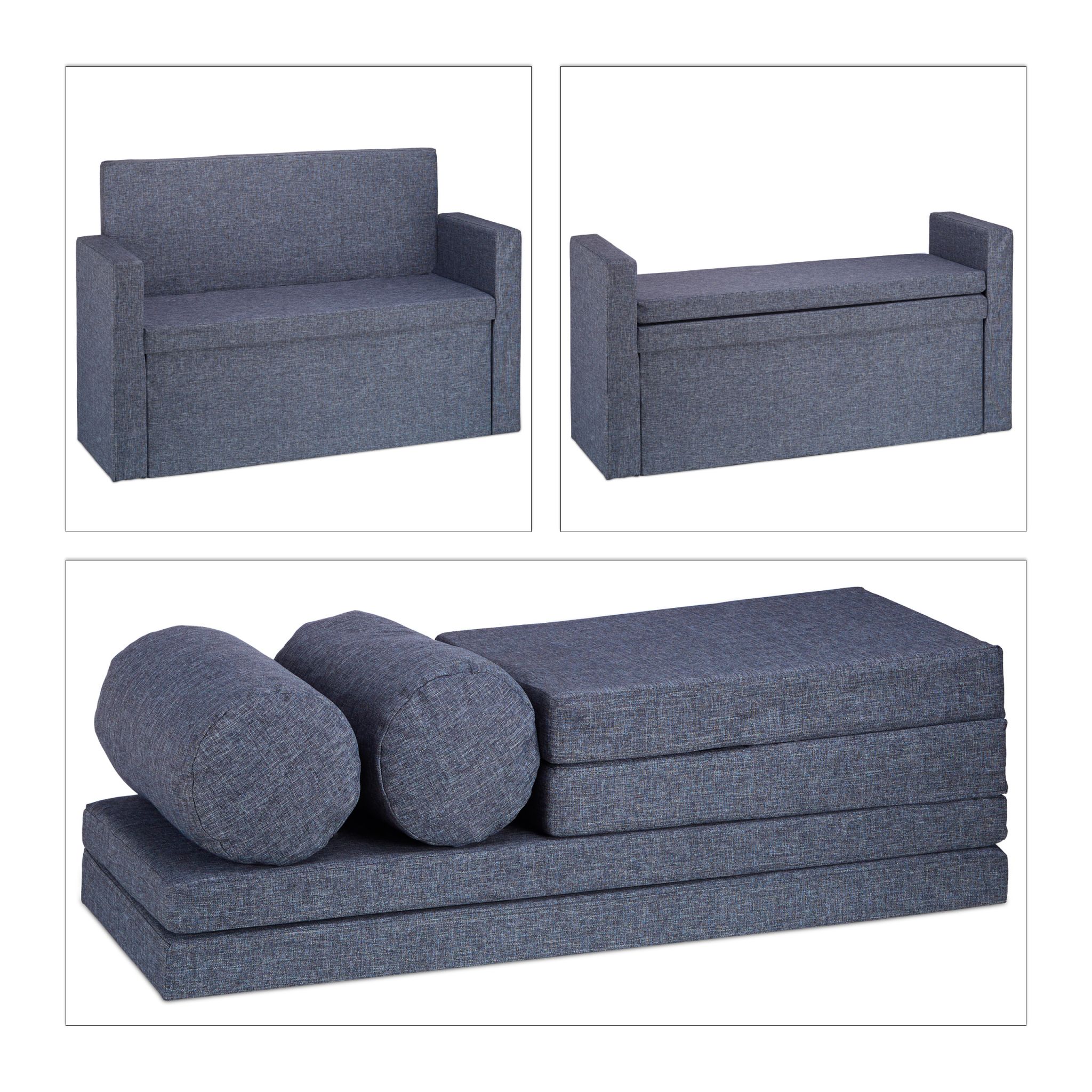 Sitzbank Lehne mit Kissen Anthrazit von Relaxdays