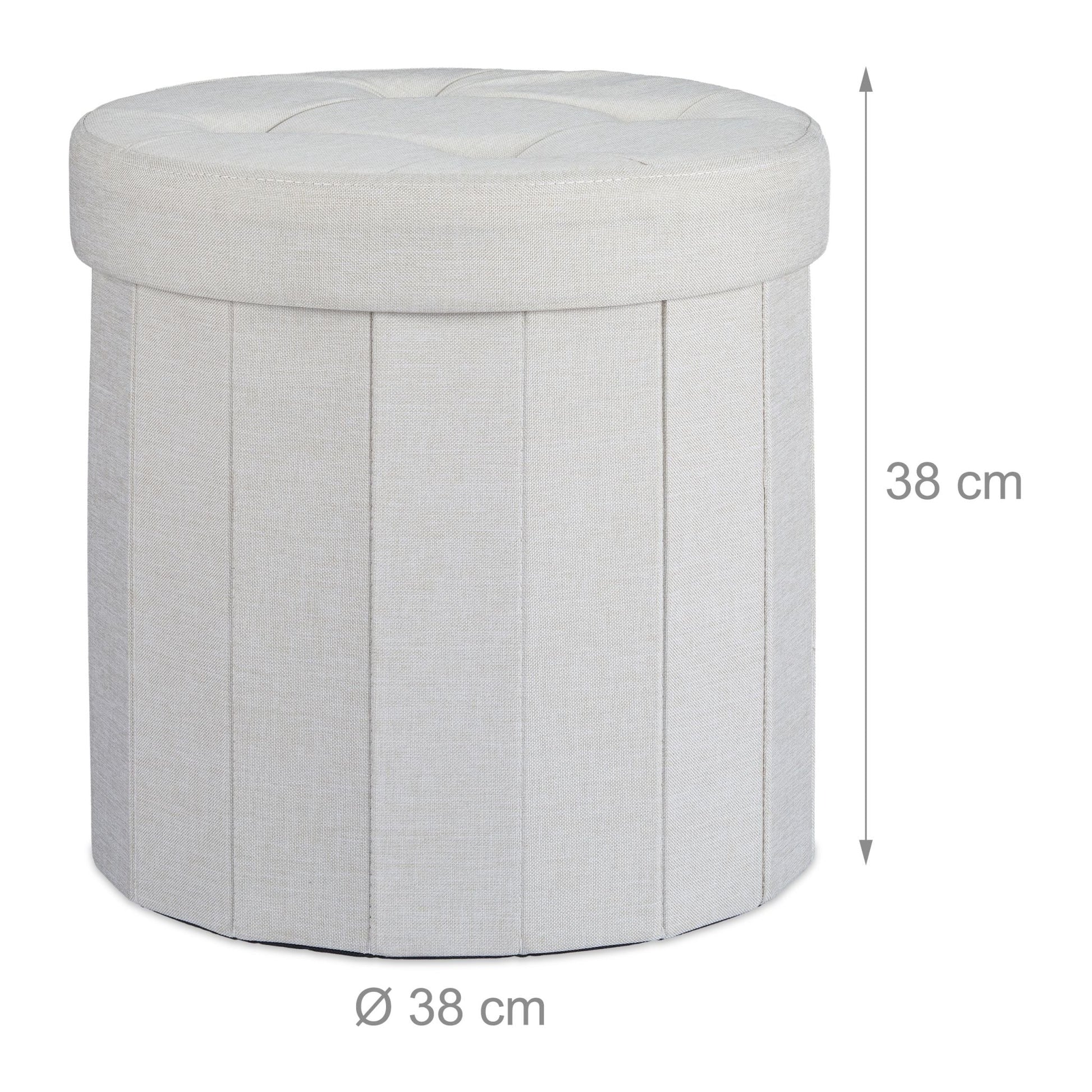 Sitzhocker mit Stauraum Grösse M rund Creme von Relaxdays