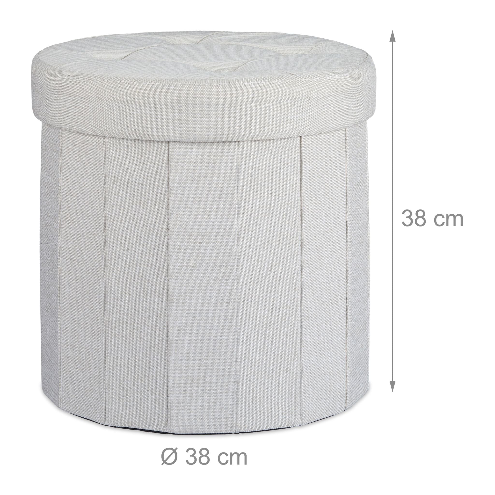 Sitzhocker mit Stauraum Grösse M rund Creme von Relaxdays