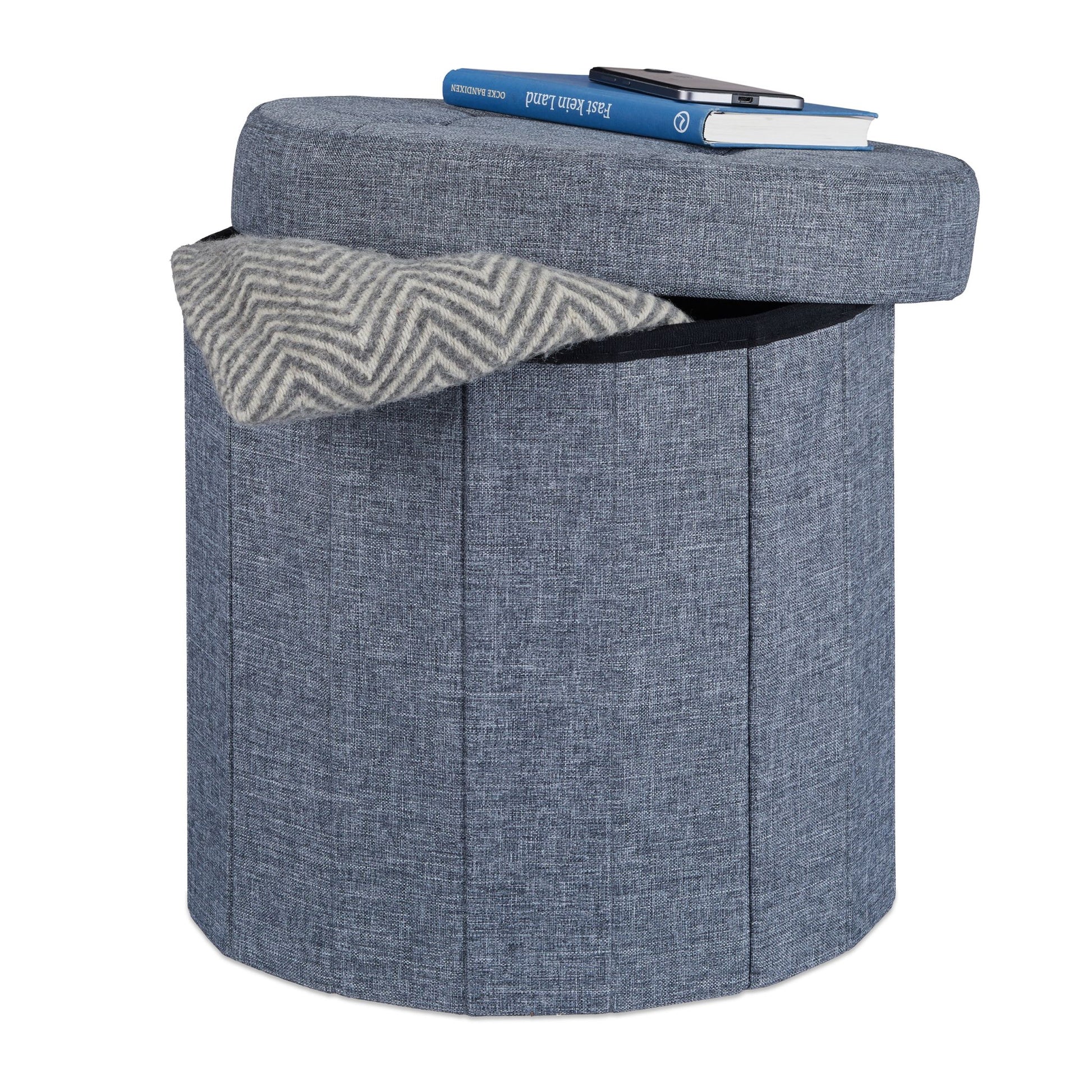 Sitzhocker mit Stauraum Grösse M rund Anthrazit von Relaxdays