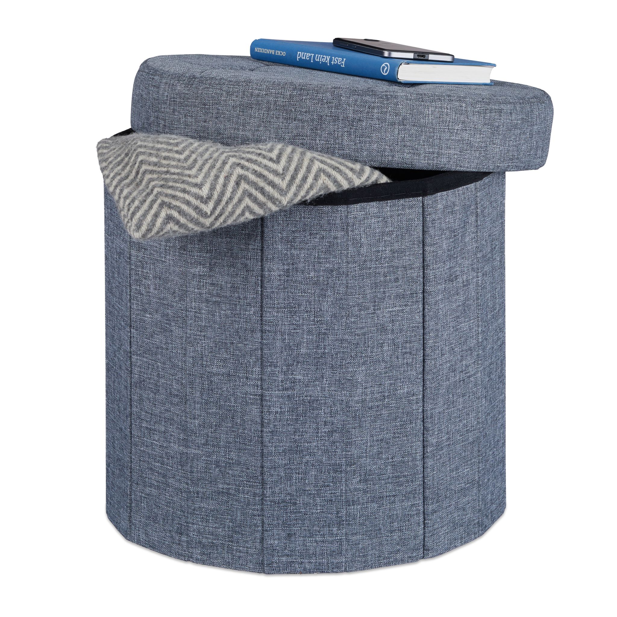 Sitzhocker mit Stauraum Grösse M rund Anthrazit von Relaxdays