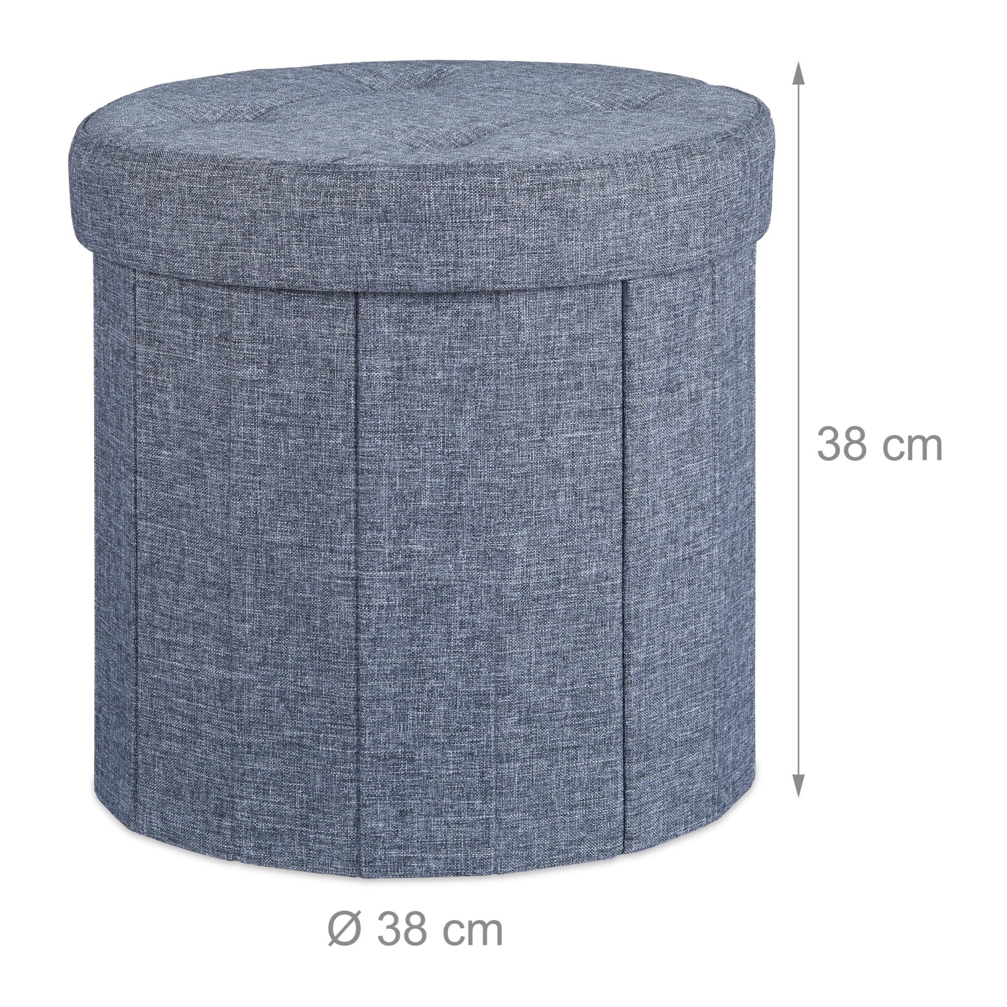 Sitzhocker mit Stauraum Grösse M rund Anthrazit von Relaxdays