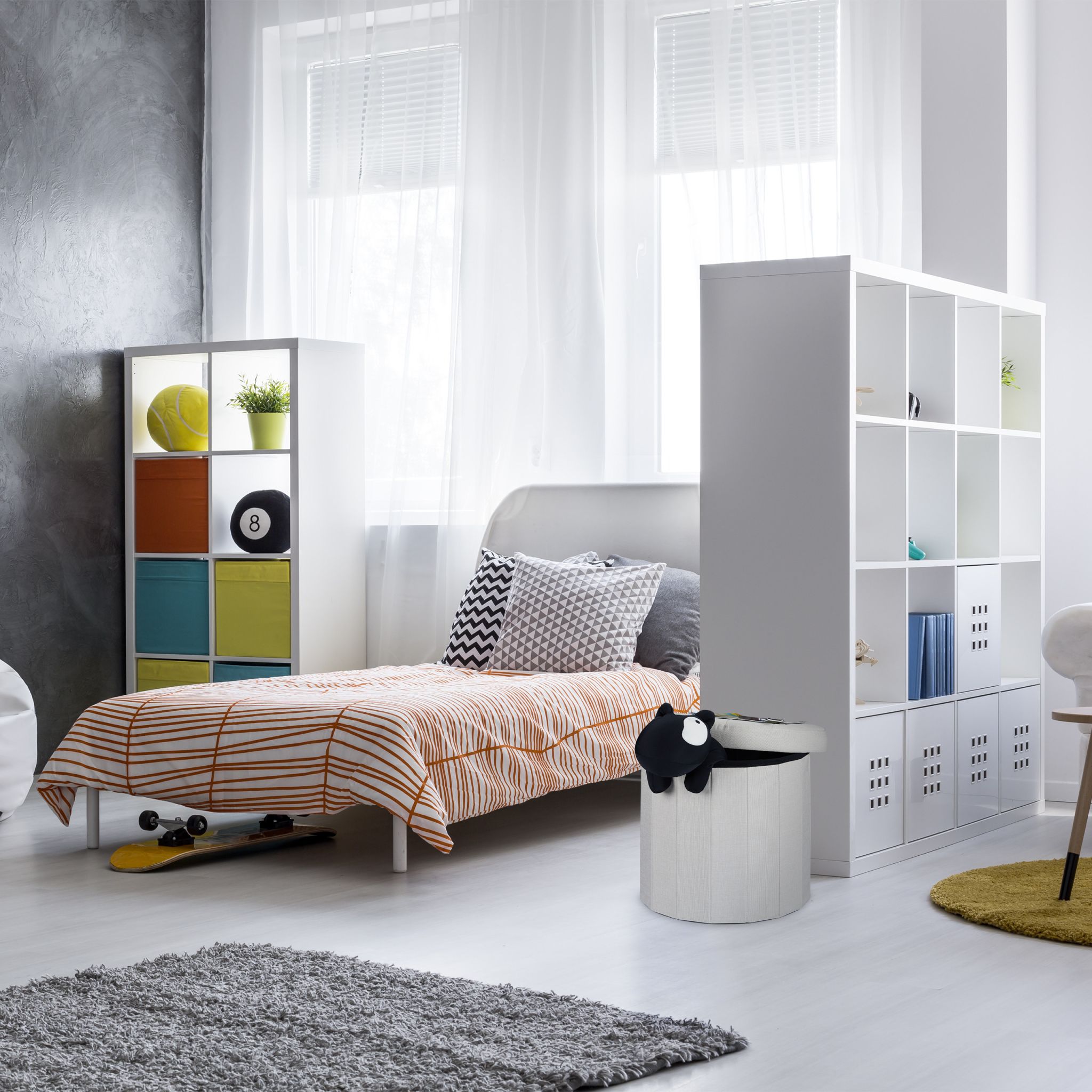 Sitzhocker mit Stauraum GrösseL rund Creme von Relaxdays