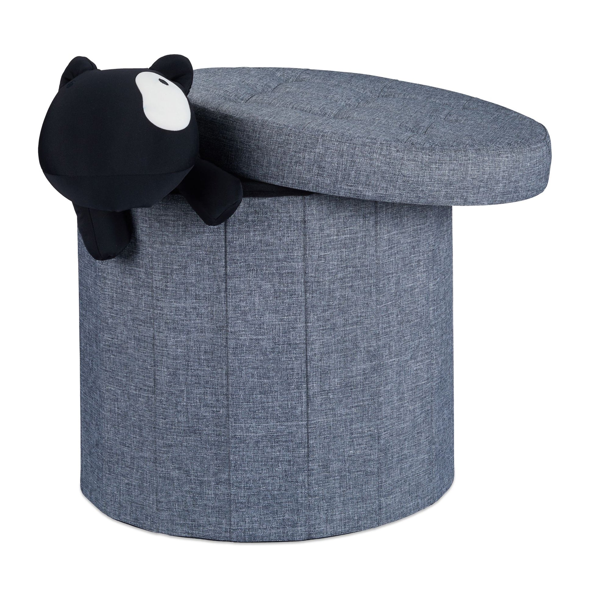 Sitzhocker mit Stauraum GrösseL rund Anthrazit von Relaxdays