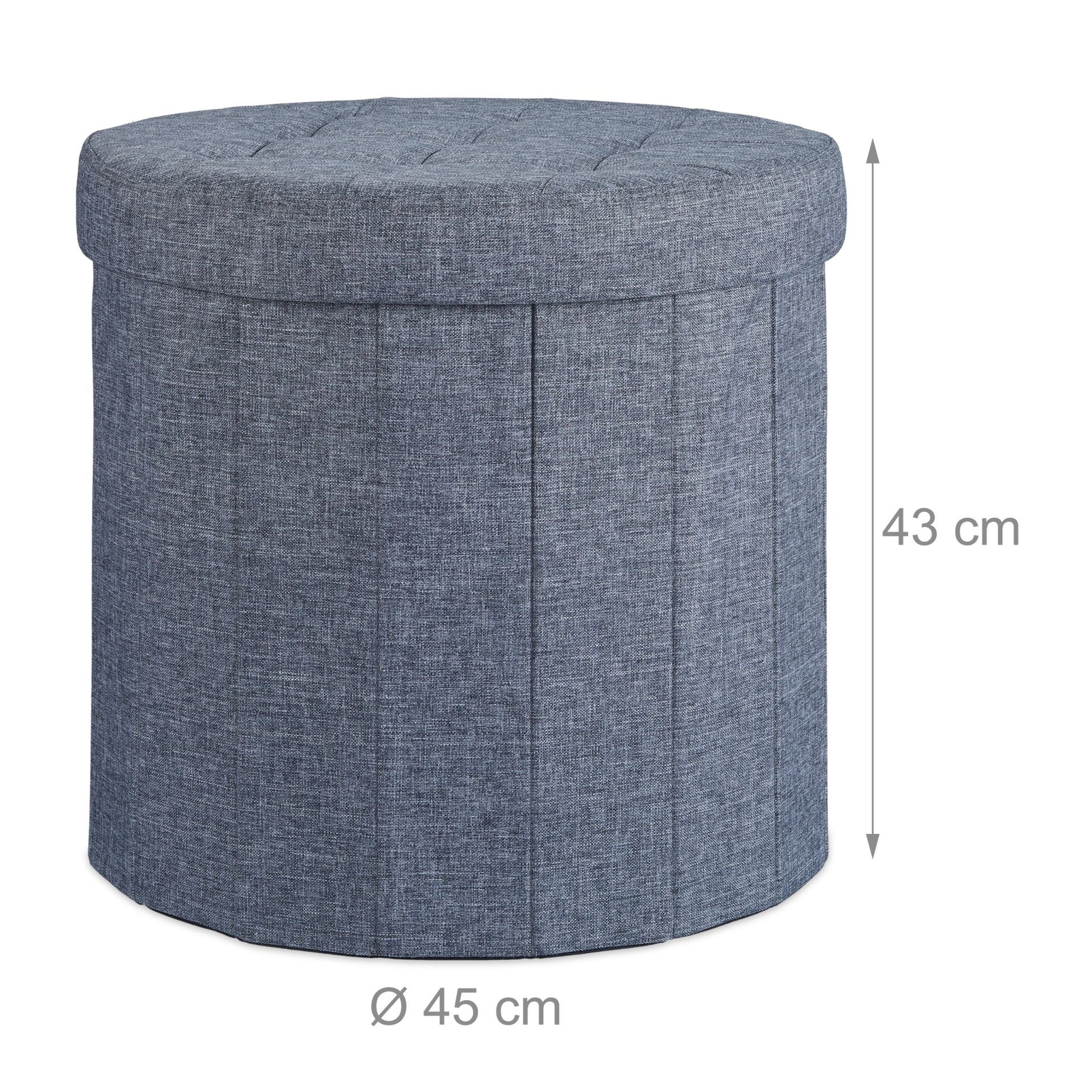 Sitzhocker mit Stauraum GrösseL rund Anthrazit von Relaxdays