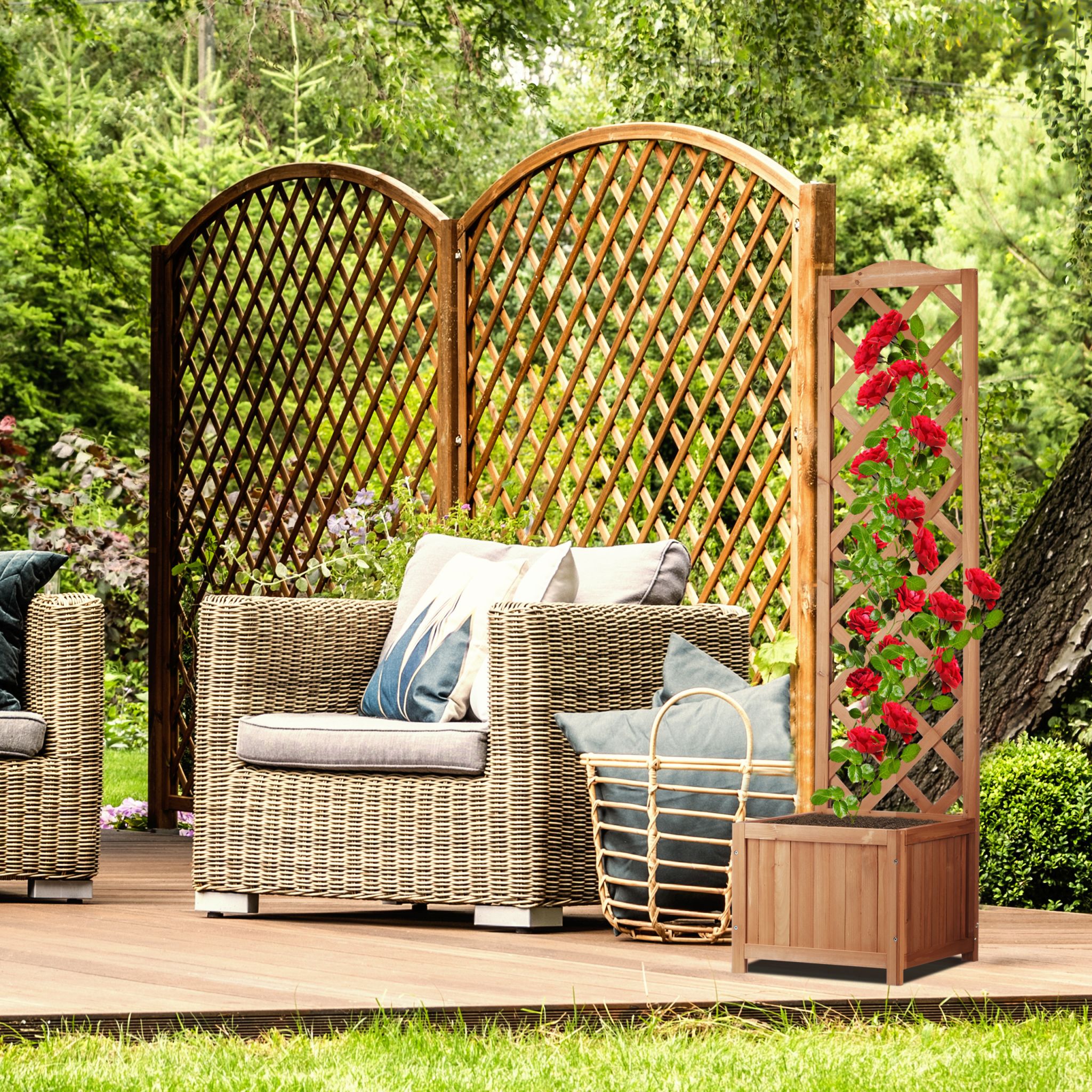 2 in 1 Rankkasten Holz Hellbraun von Relaxdays